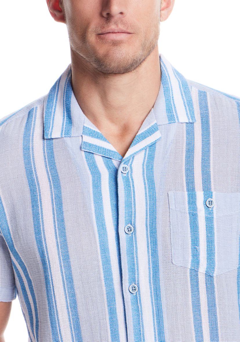 Mens Short Sleeve Waffle Woven Airtex Shirt 