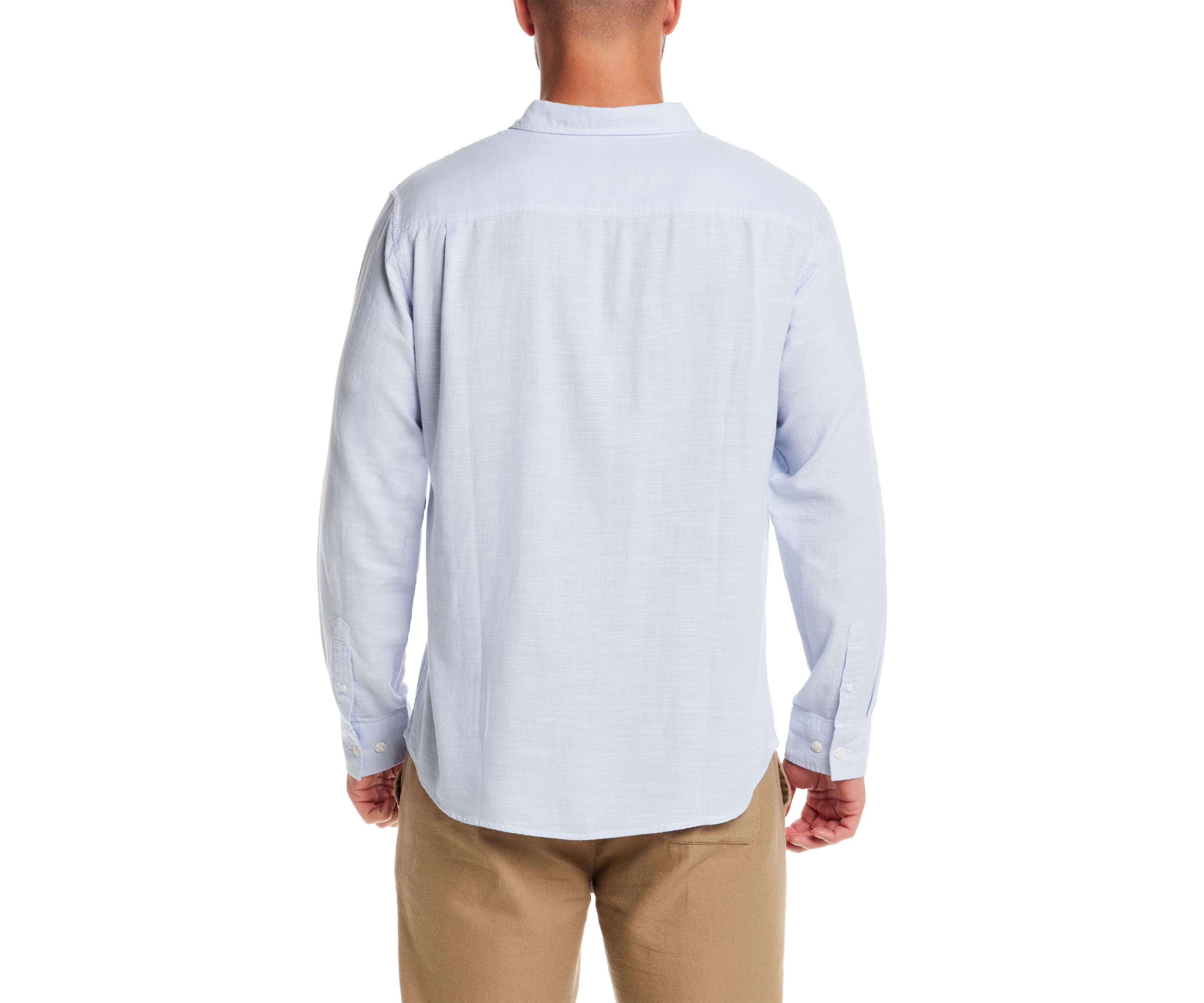 Mens Long Sleeve Country Twill Slub Solid Button Down Shirt