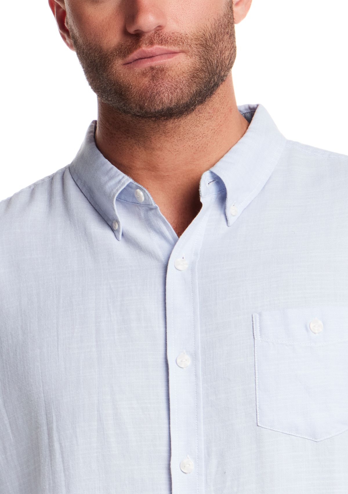 Mens Long Sleeve Country Twill Slub Solid Button Down Shirt