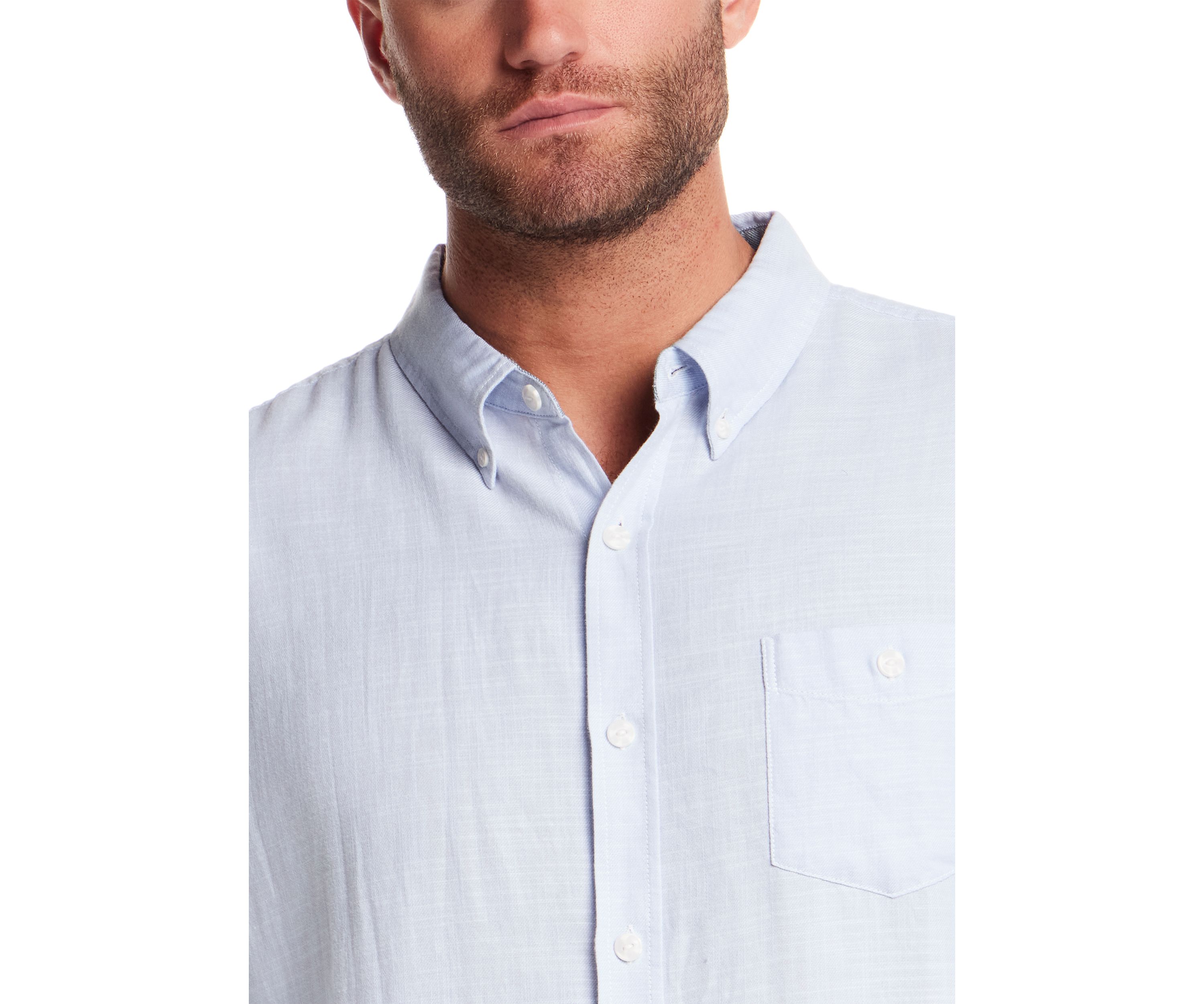 Mens Long Sleeve Country Twill Slub Solid Button Down Shirt