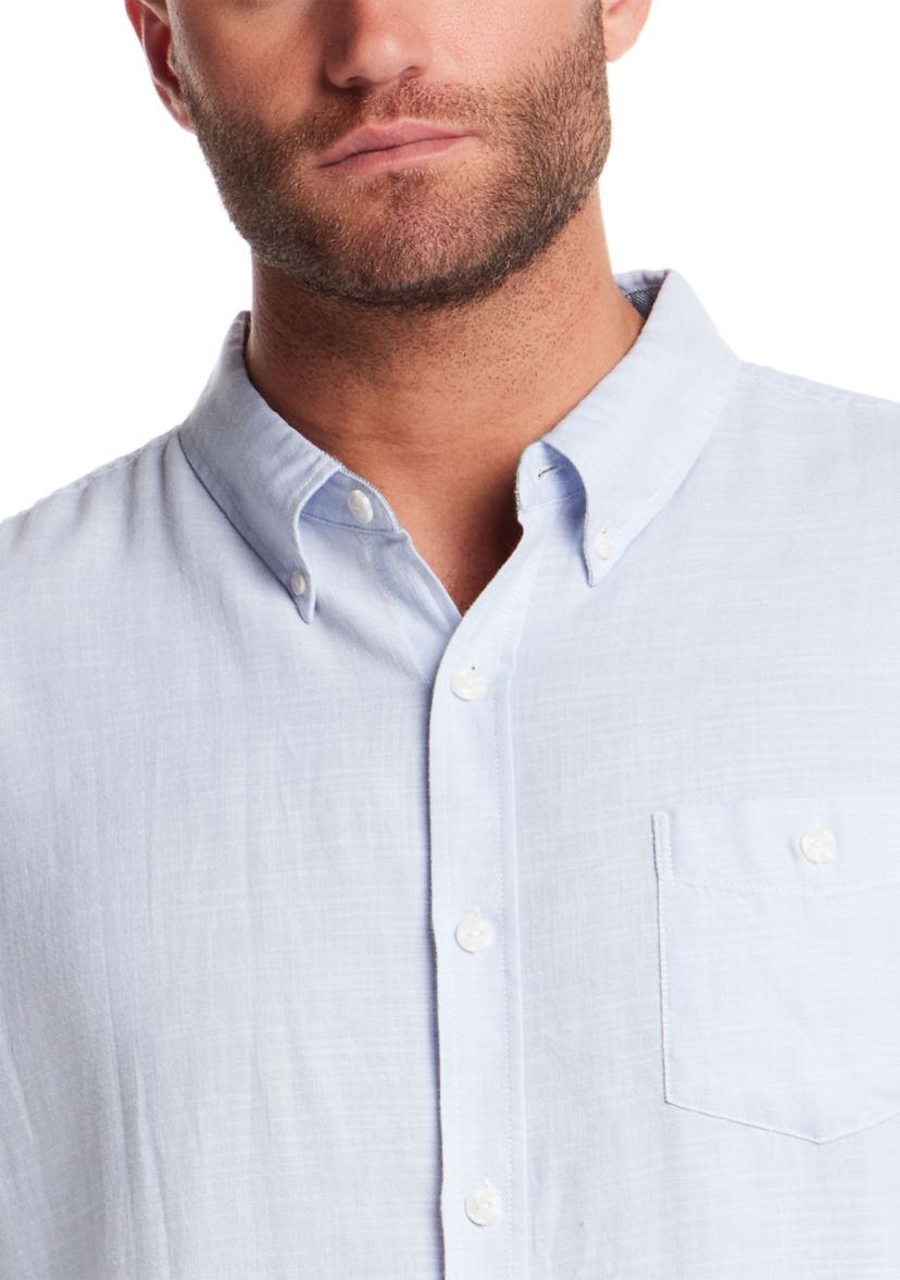 Mens Long Sleeve Country Twill Slub Solid Button Down Shirt