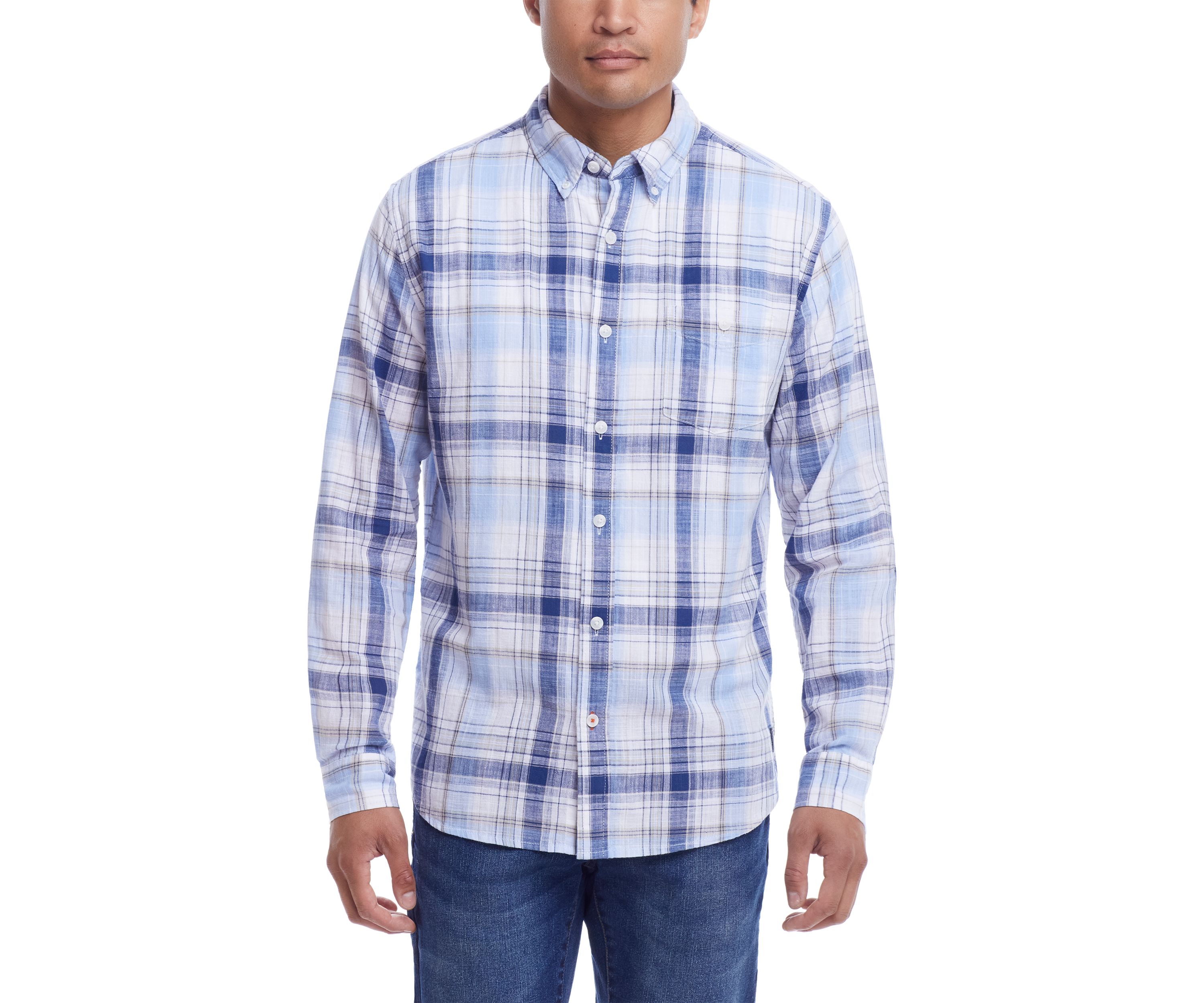 Mens Long Sleeve Plaid Button Down Shirt