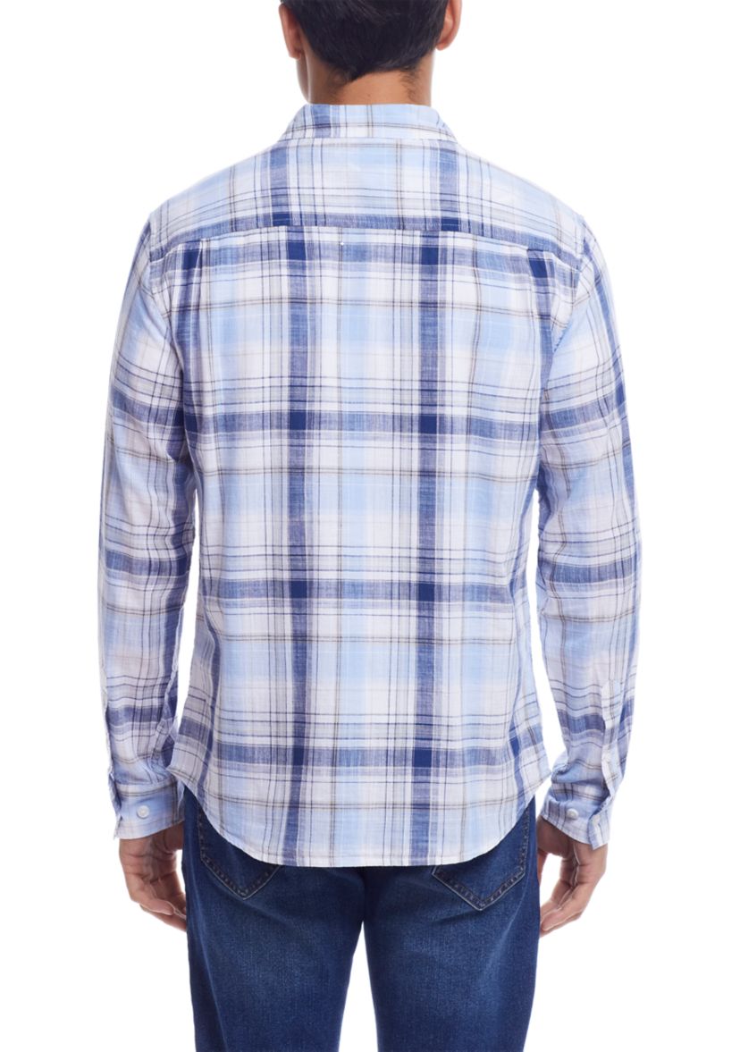 Mens Long Sleeve Plaid Button Down Shirt