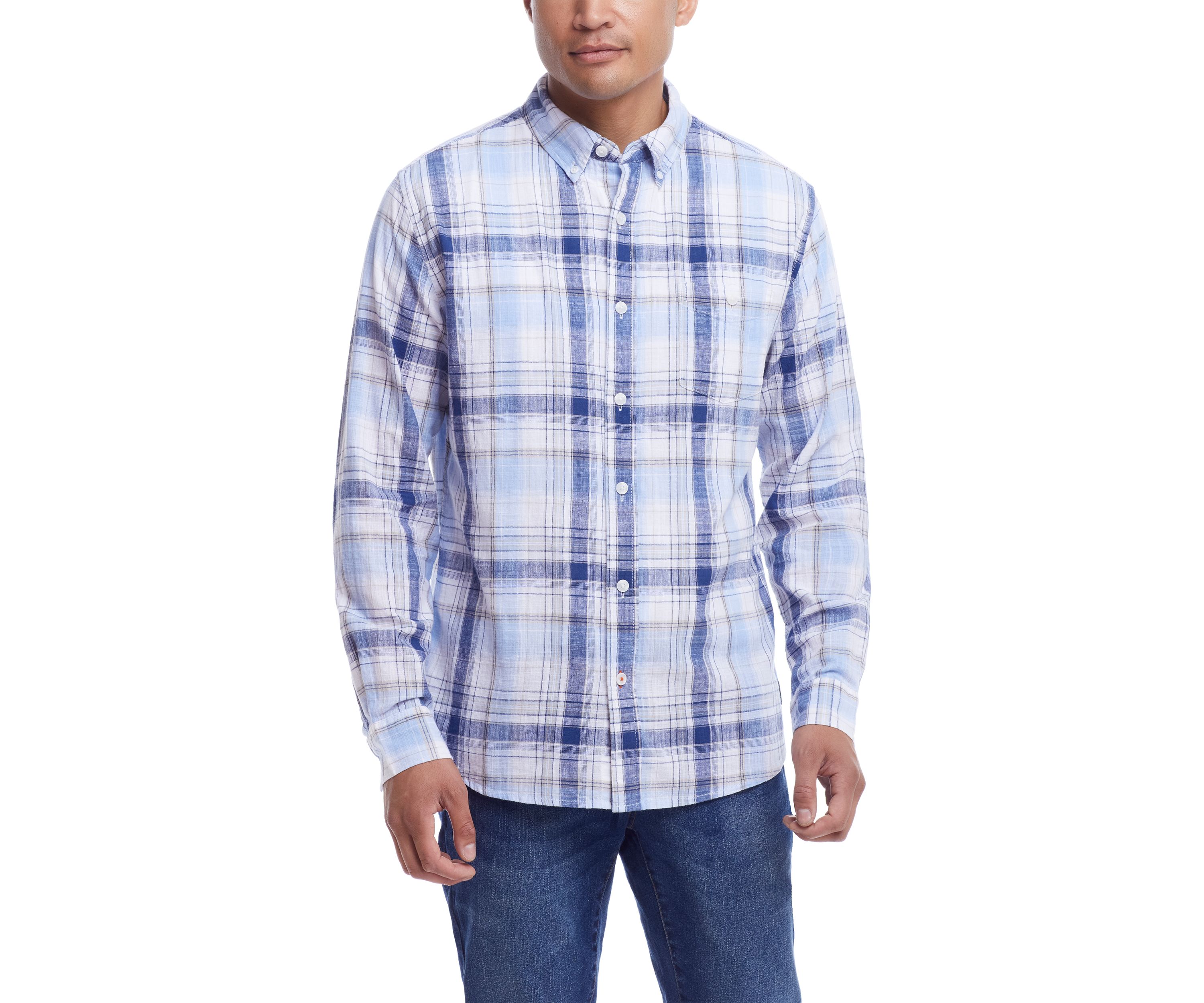 Mens Long Sleeve Plaid Button Down Shirt