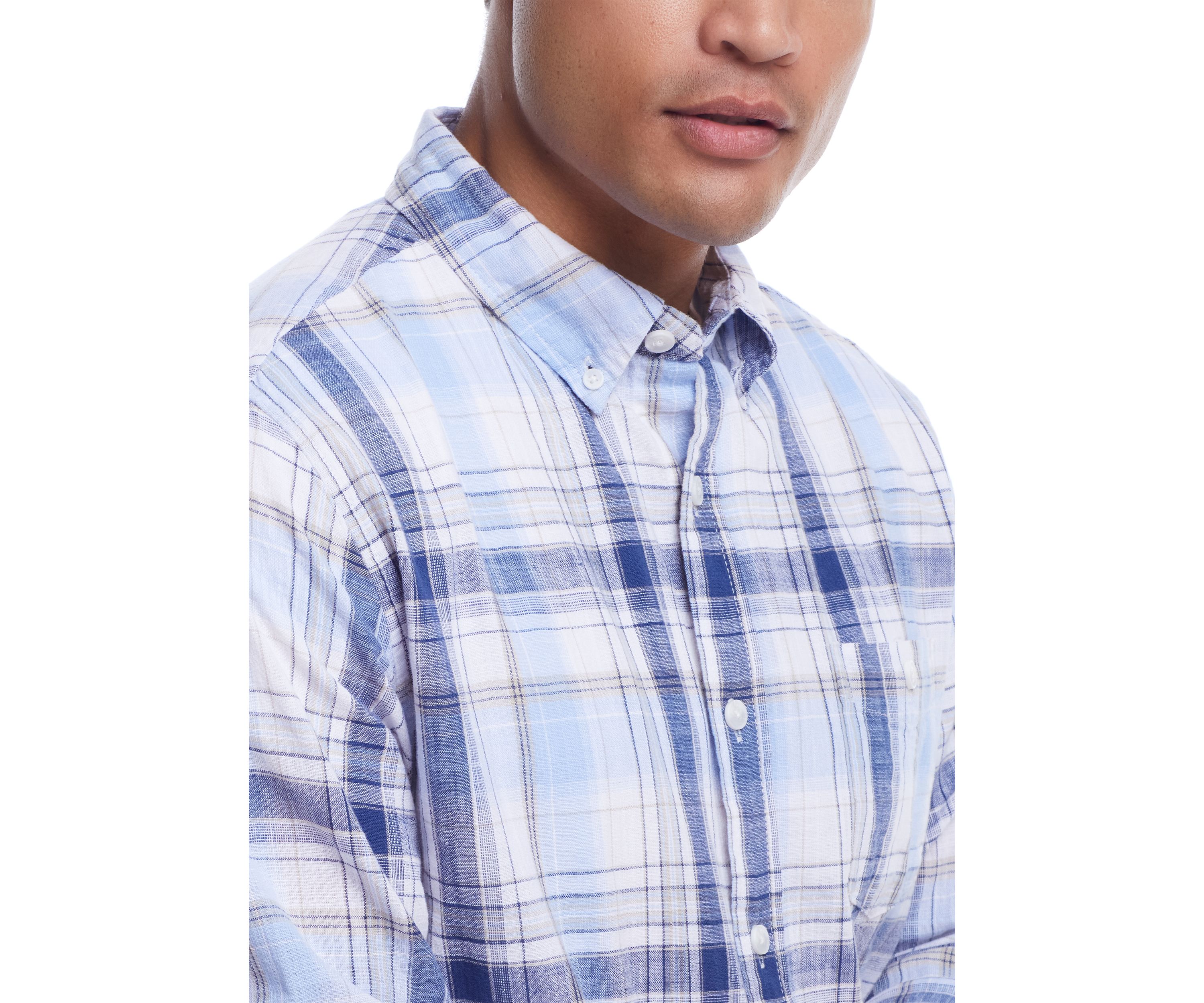 Mens Long Sleeve Plaid Button Down Shirt