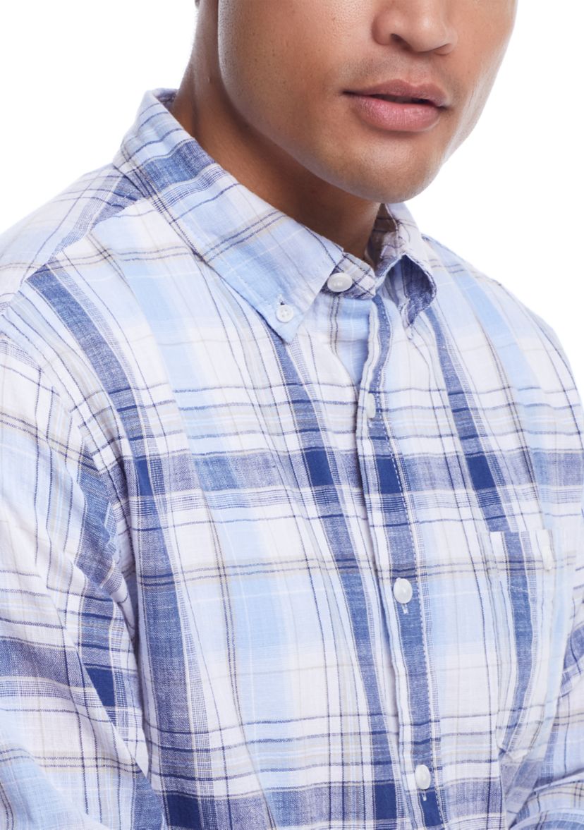 Mens Long Sleeve Plaid Button Down Shirt