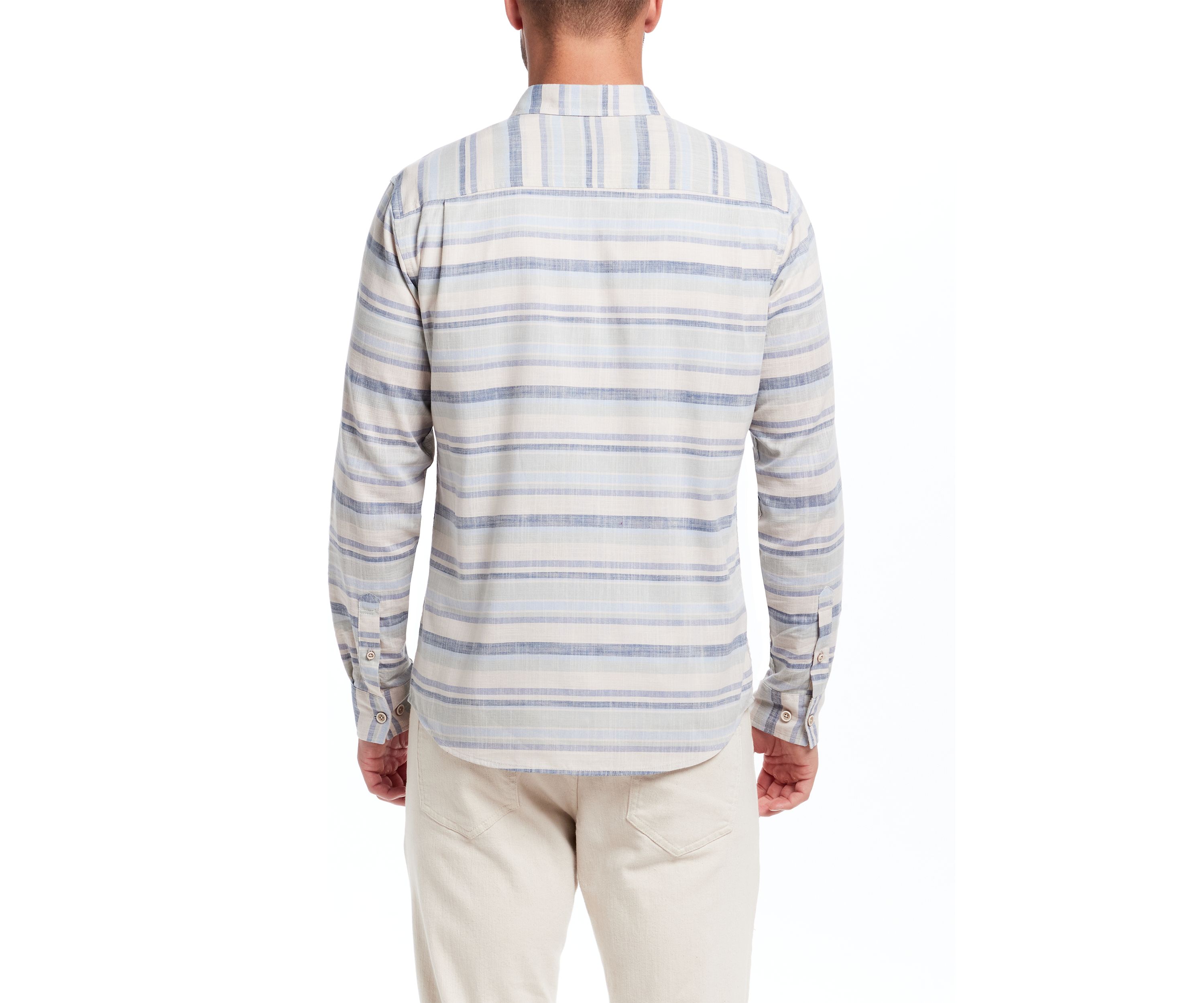 Long Sleeve Linen Cotton Button Down Shirt 