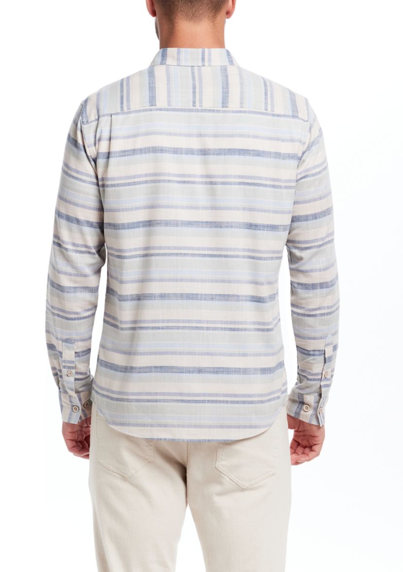 Long Sleeve Linen Cotton Button Down Shirt 