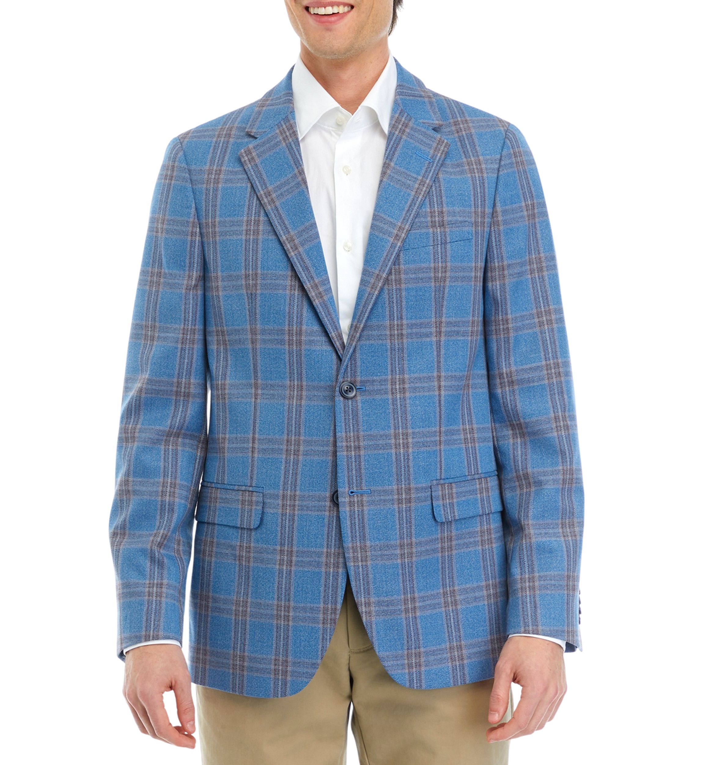 Teal Blue Plaid Sport Coat 