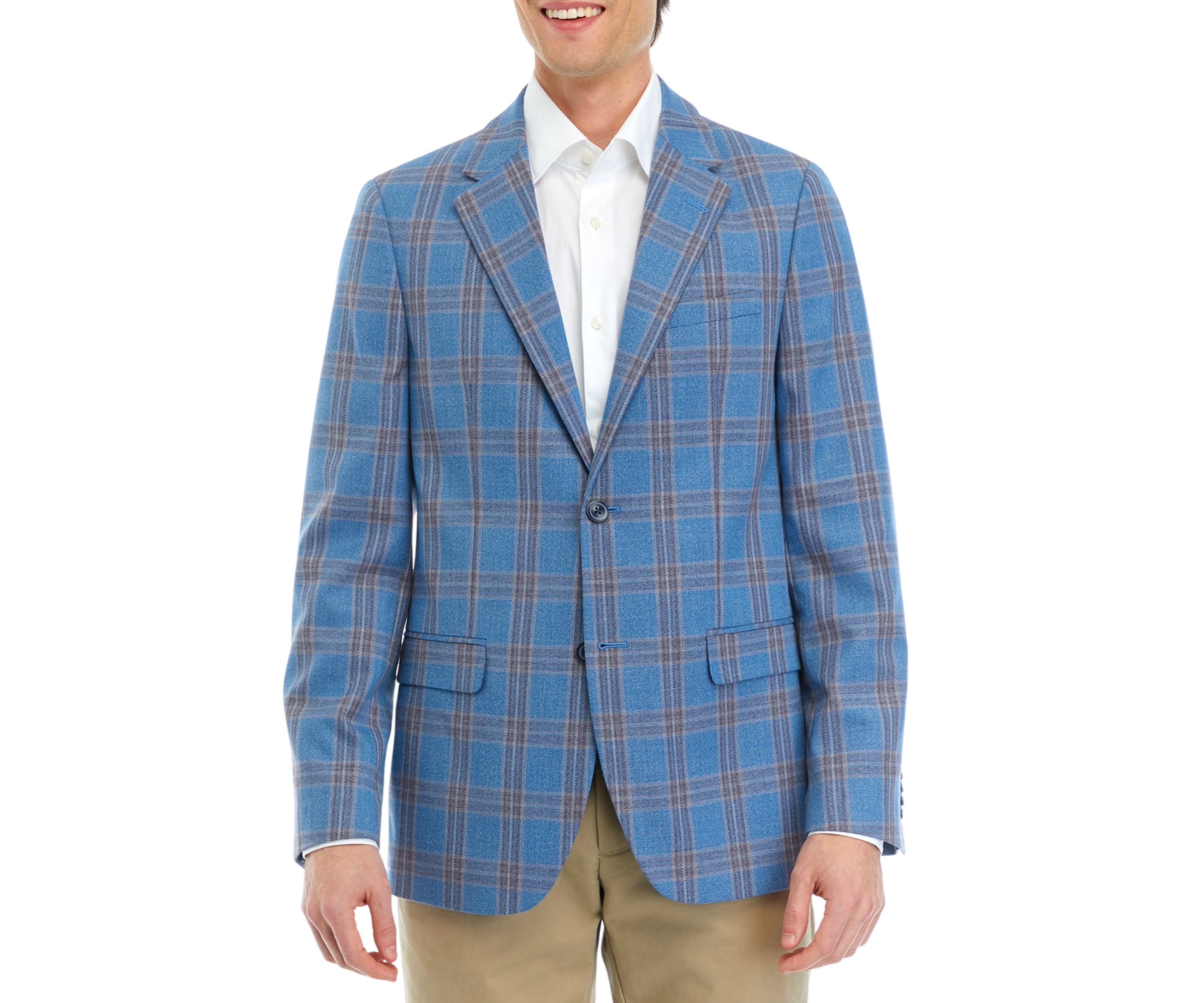 Teal Blue Plaid Sport Coat 
