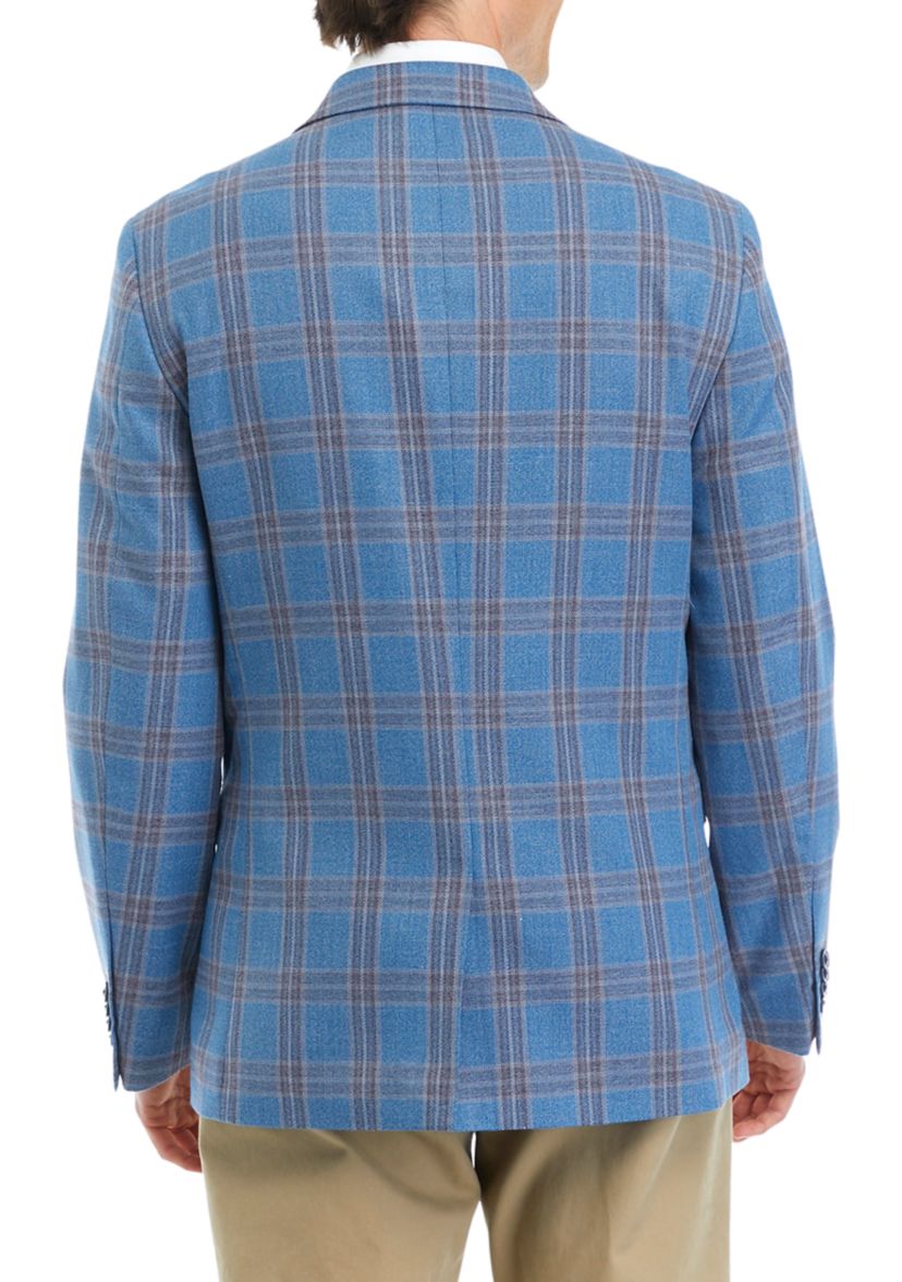 Teal Blue Plaid Sport Coat 