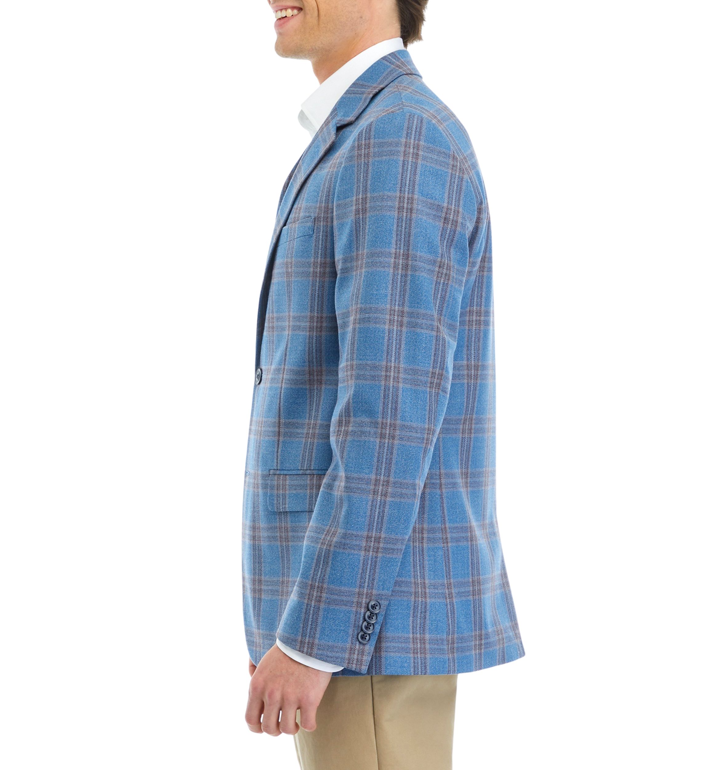Teal Blue Plaid Sport Coat 