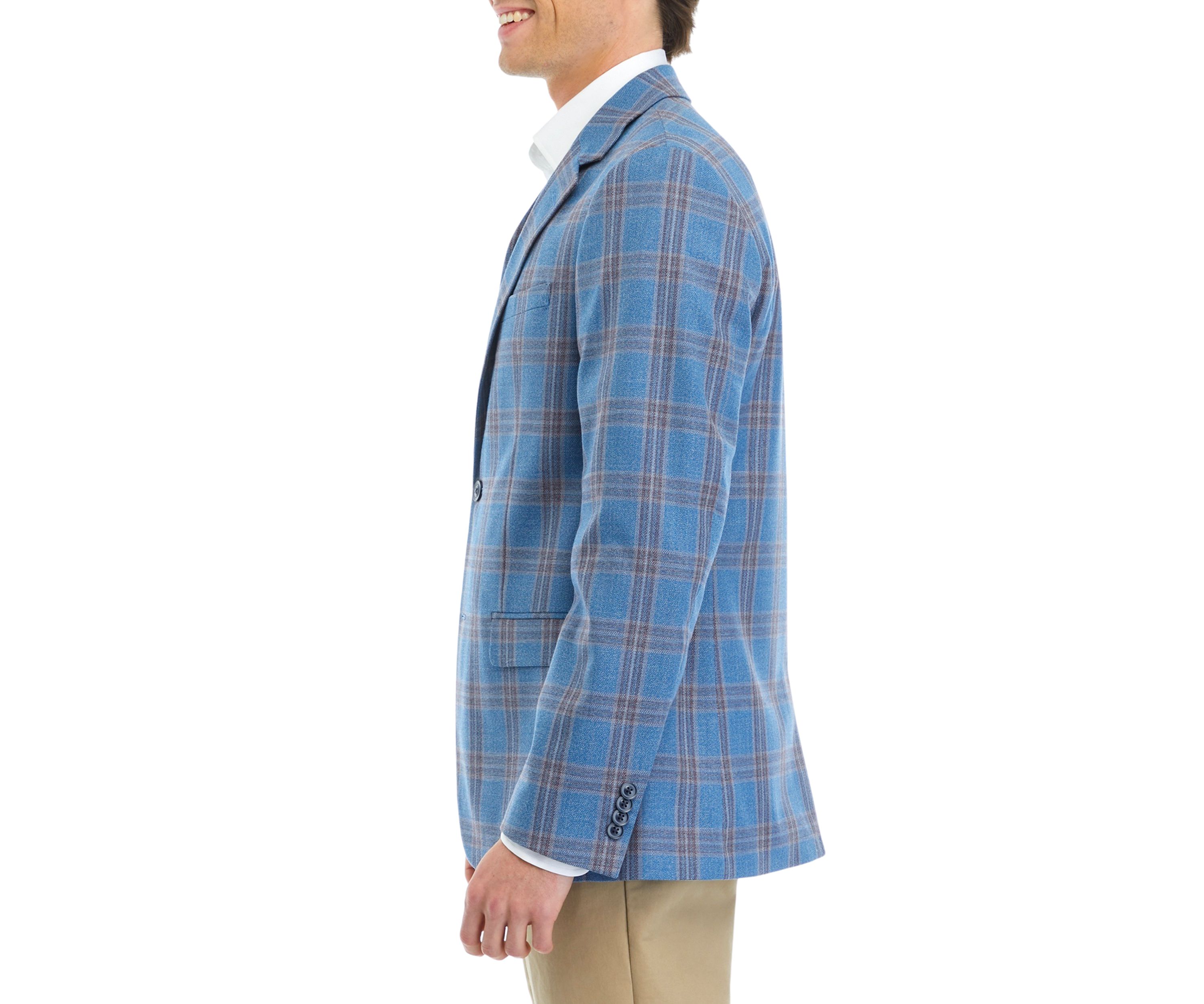 Teal Blue Plaid Sport Coat 