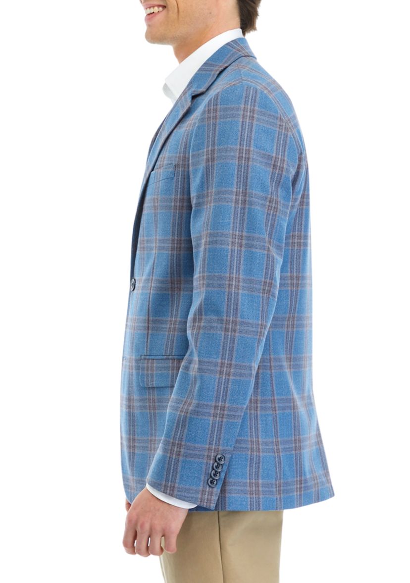 Teal Blue Plaid Sport Coat 