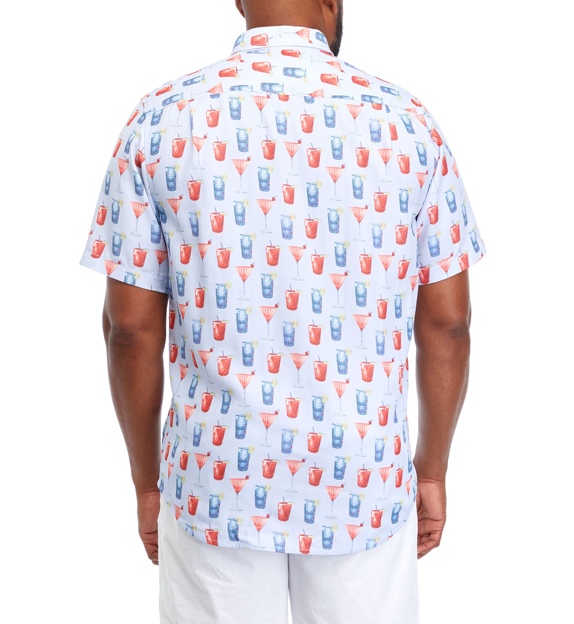 Big & Tall Short Sleeve Coconut Point Red, White and Cheers Shirt