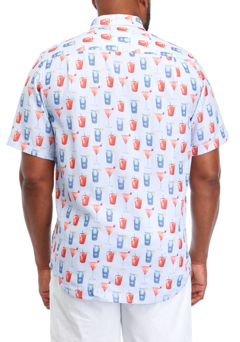 Big & Tall Short Sleeve Coconut Point Red, White and Cheers Shirt