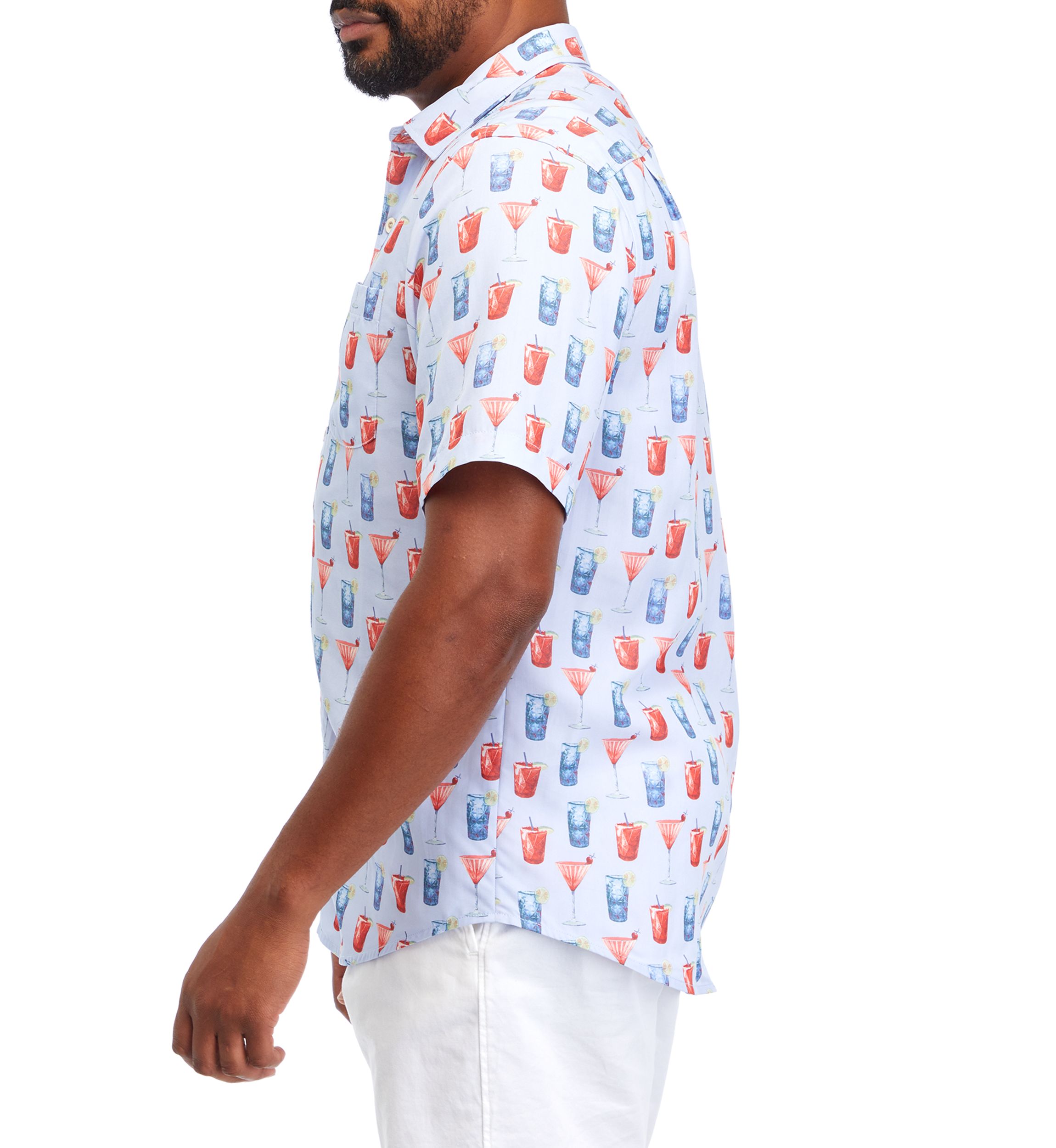 Big & Tall Short Sleeve Coconut Point Red, White and Cheers Shirt
