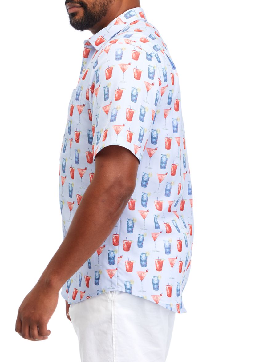 Big & Tall Short Sleeve Coconut Point Red, White and Cheers Shirt