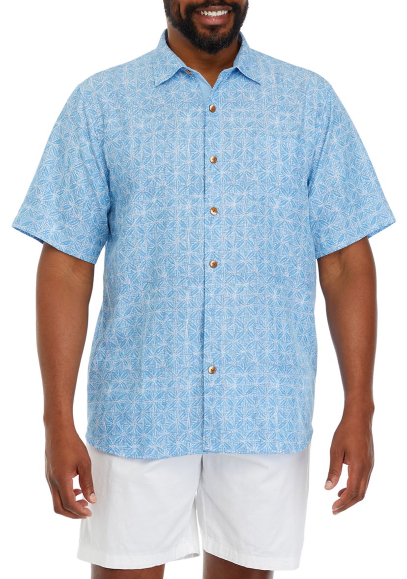 Big & Tall Short Sleeve Coconut Point Fleur de Geo Shirt