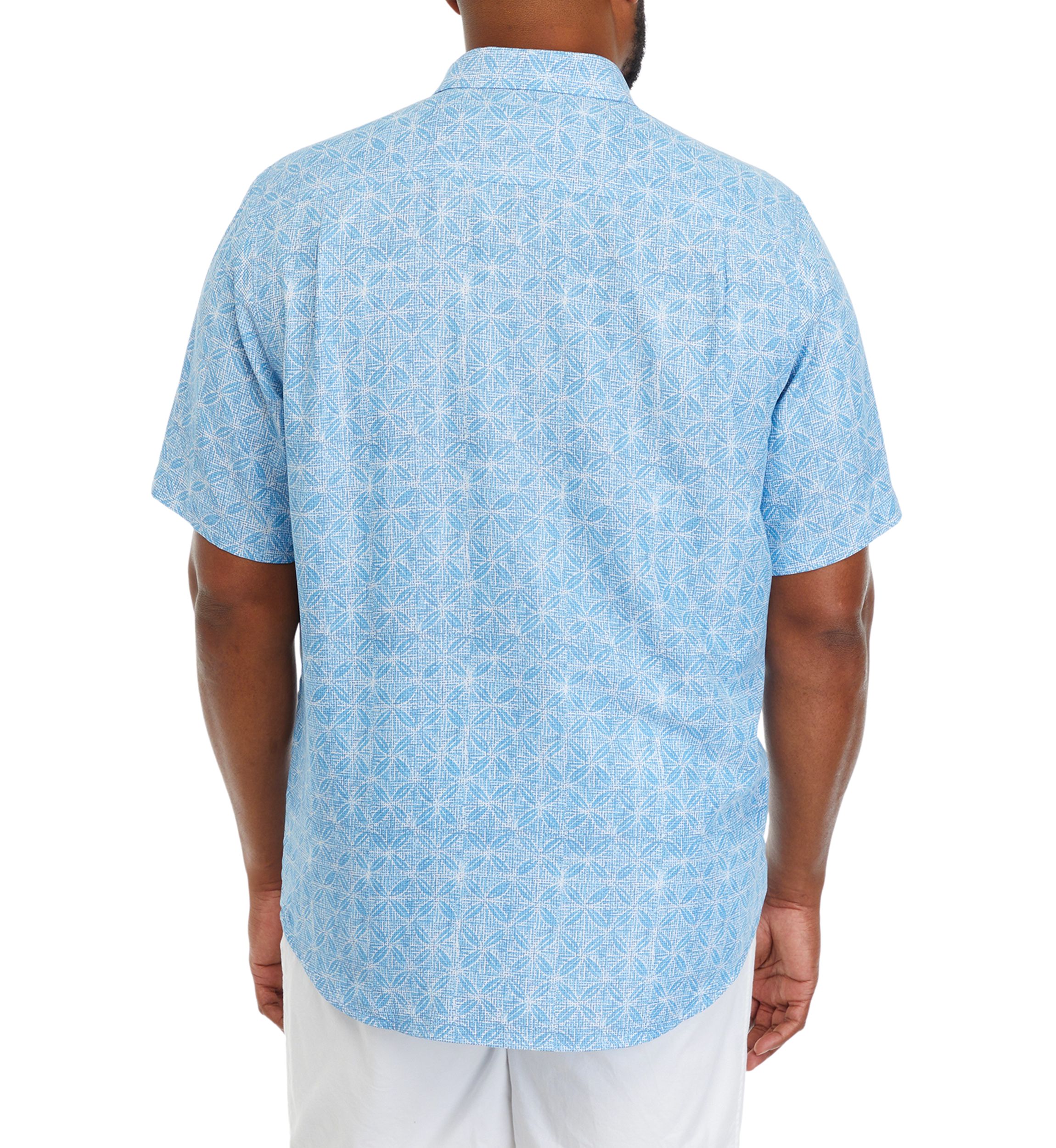 Big & Tall Short Sleeve Coconut Point Fleur de Geo Shirt
