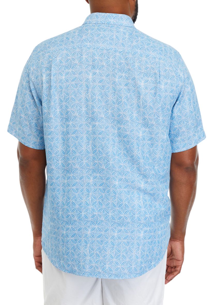 Big & Tall Short Sleeve Coconut Point Fleur de Geo Shirt
