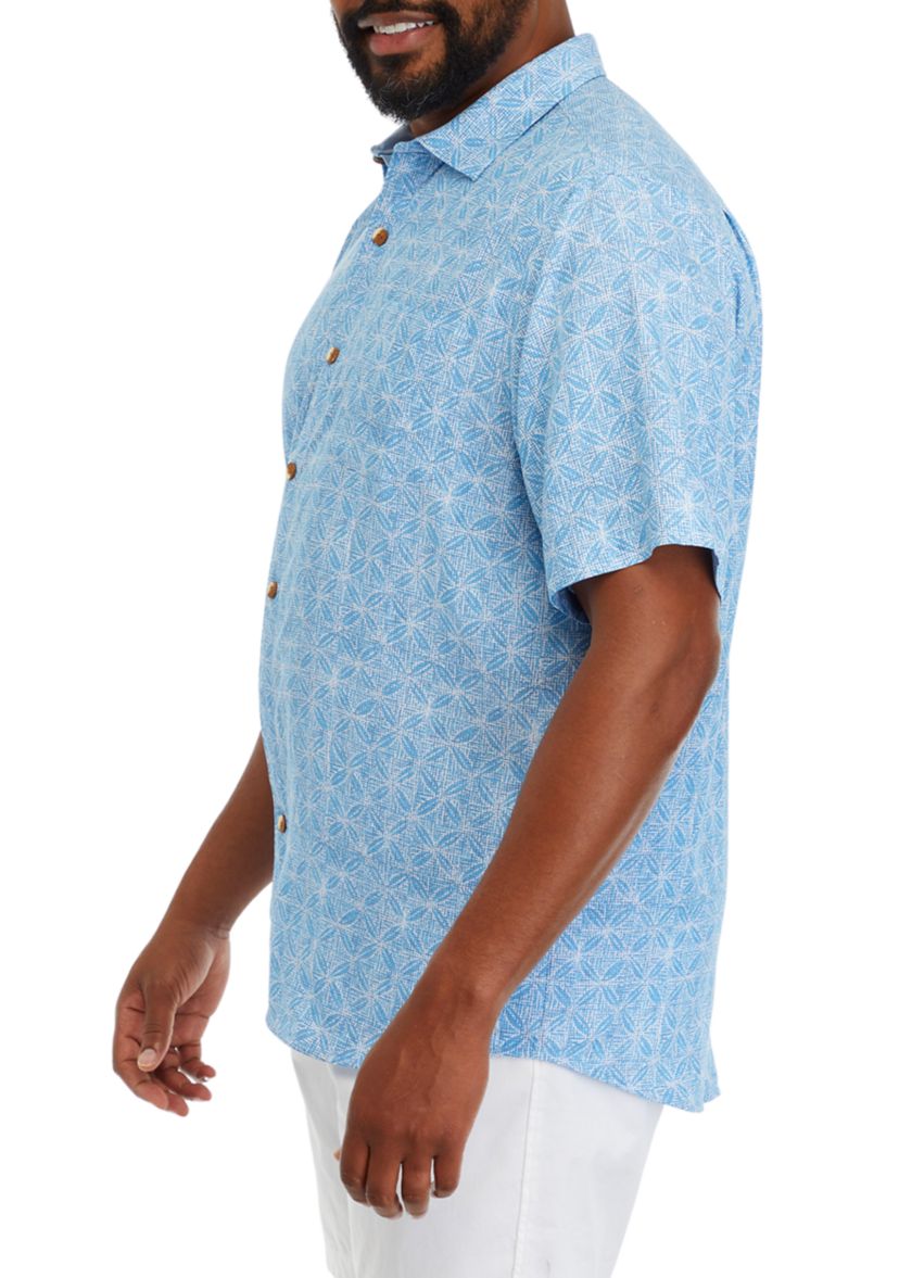 Big & Tall Short Sleeve Coconut Point Fleur de Geo Shirt