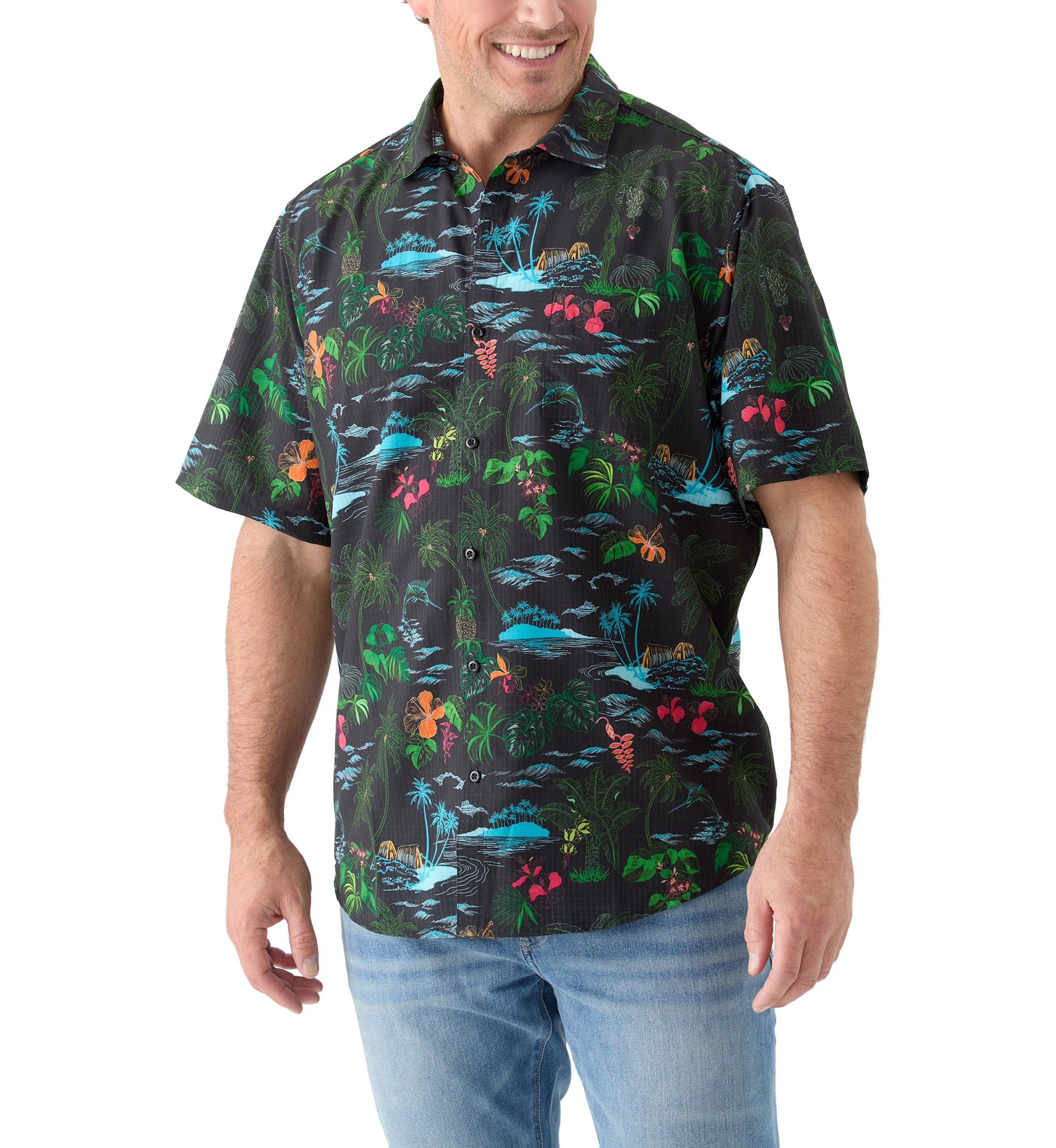 Big & Tall Bahama Coast Neon Shores Printed Shirt