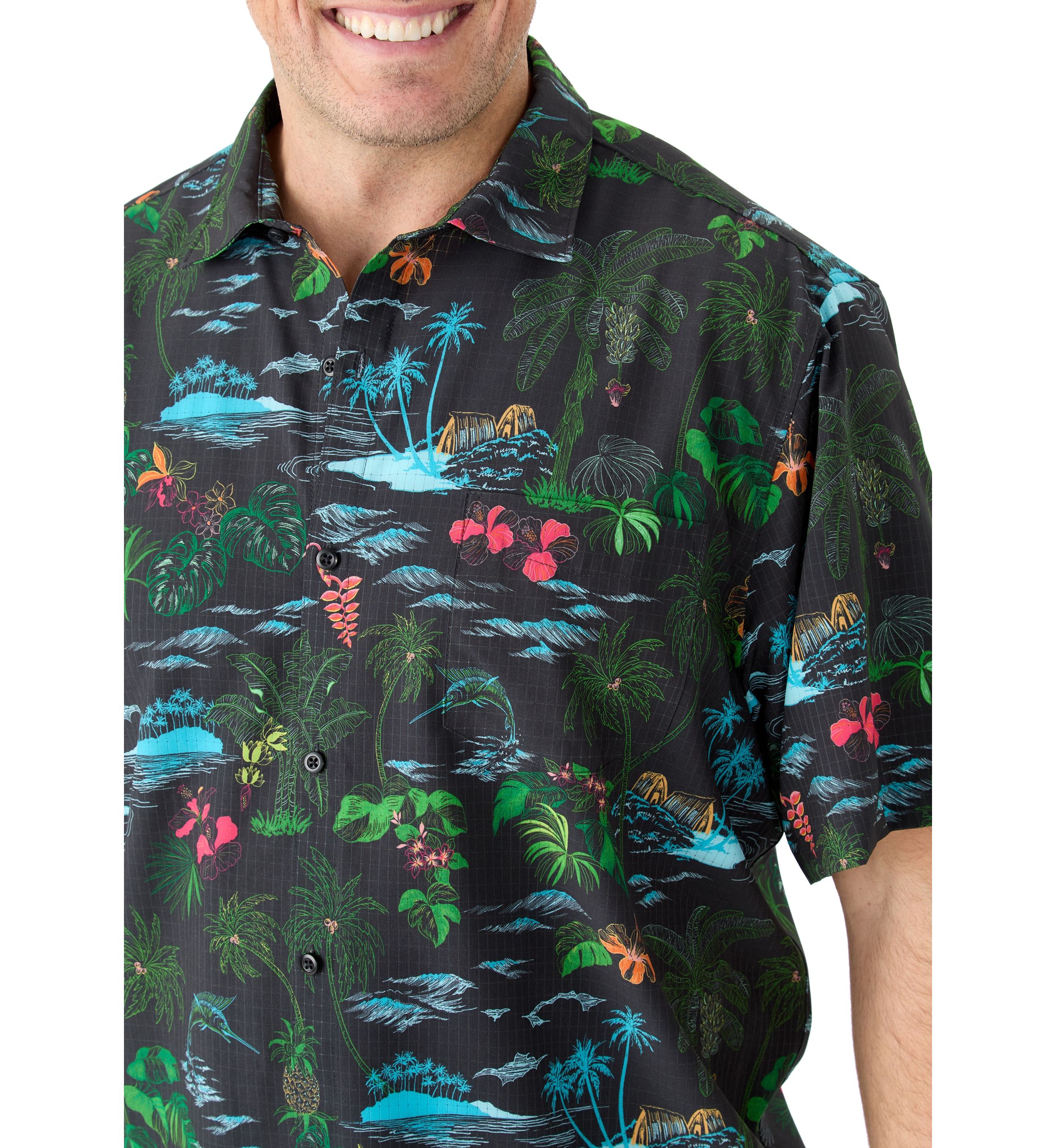 Big & Tall Bahama Coast Neon Shores Printed Shirt