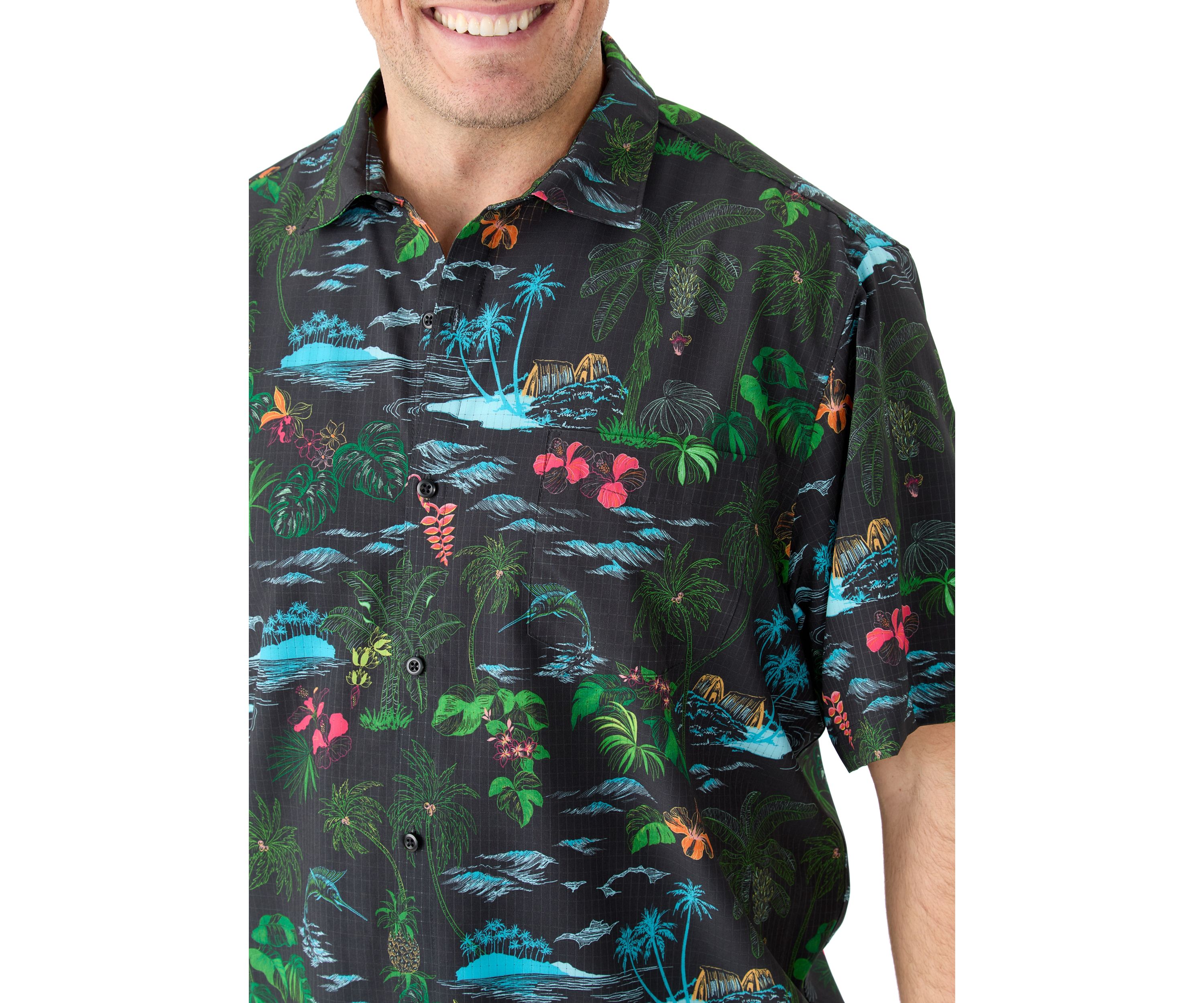 Big & Tall Bahama Coast Neon Shores Printed Shirt