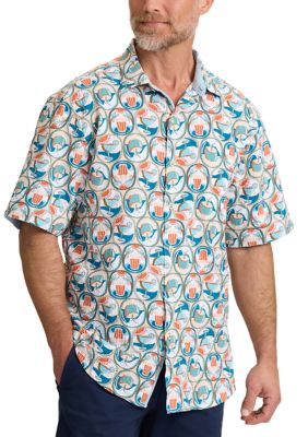 Tommy Bahama Men's Tall Nova Wave Glass Half Pull Button Shirt