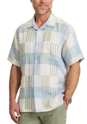 Tommy Bahama Men's Tall Patchwork Sand Button Shirt