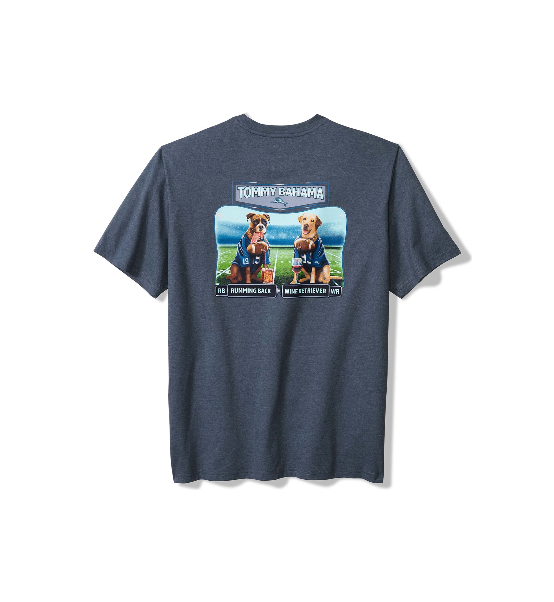 Mens Short Sleeve Rumming Back Dog Graphic T-Shirt