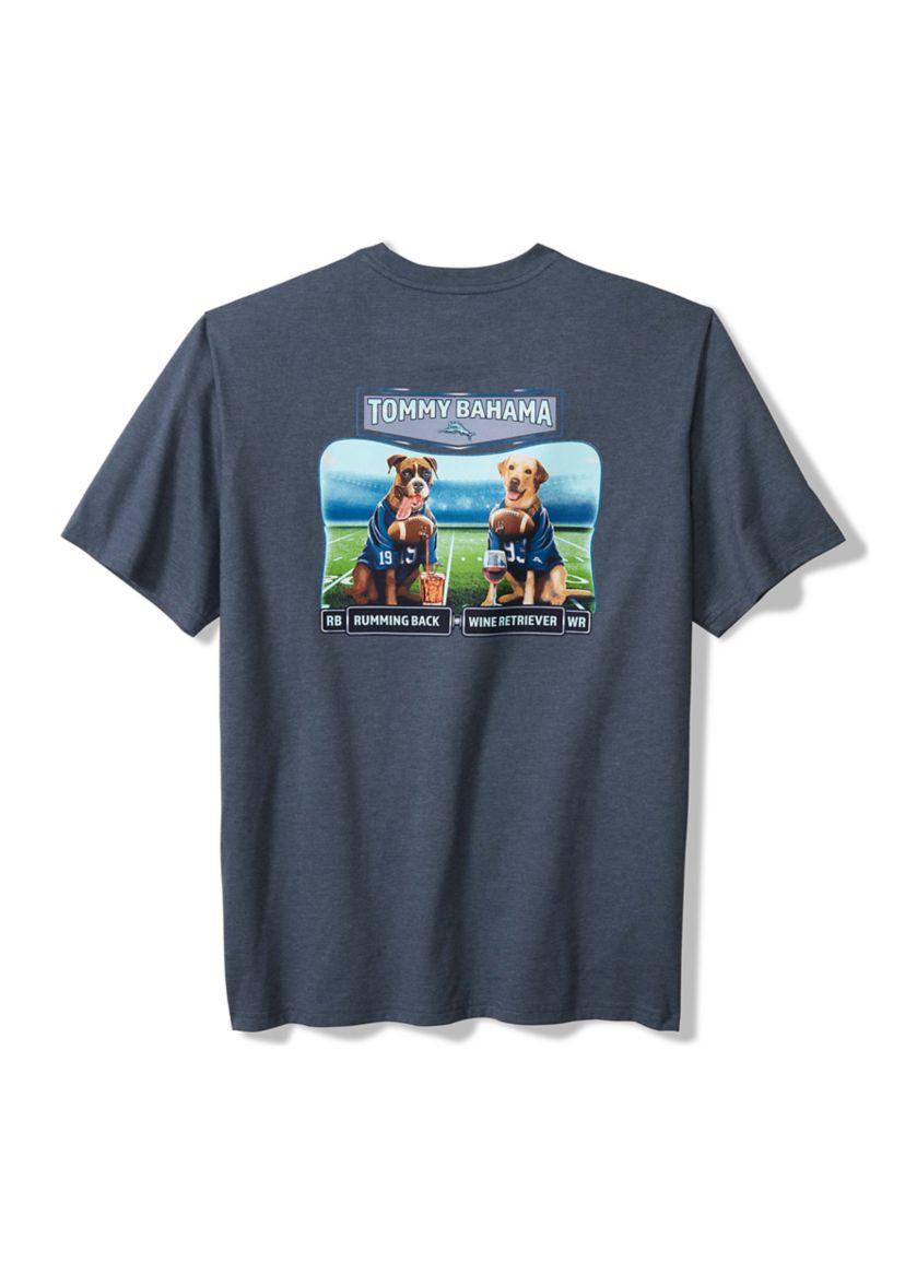 Mens Short Sleeve Rumming Back Dog Graphic T-Shirt