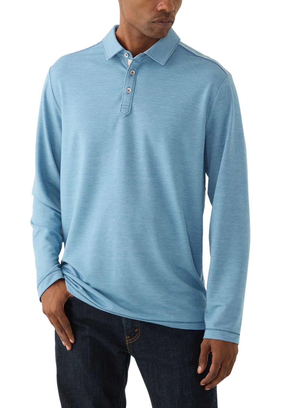 Mens Long Sleeve Solid Coasta Vera Polo Shirt