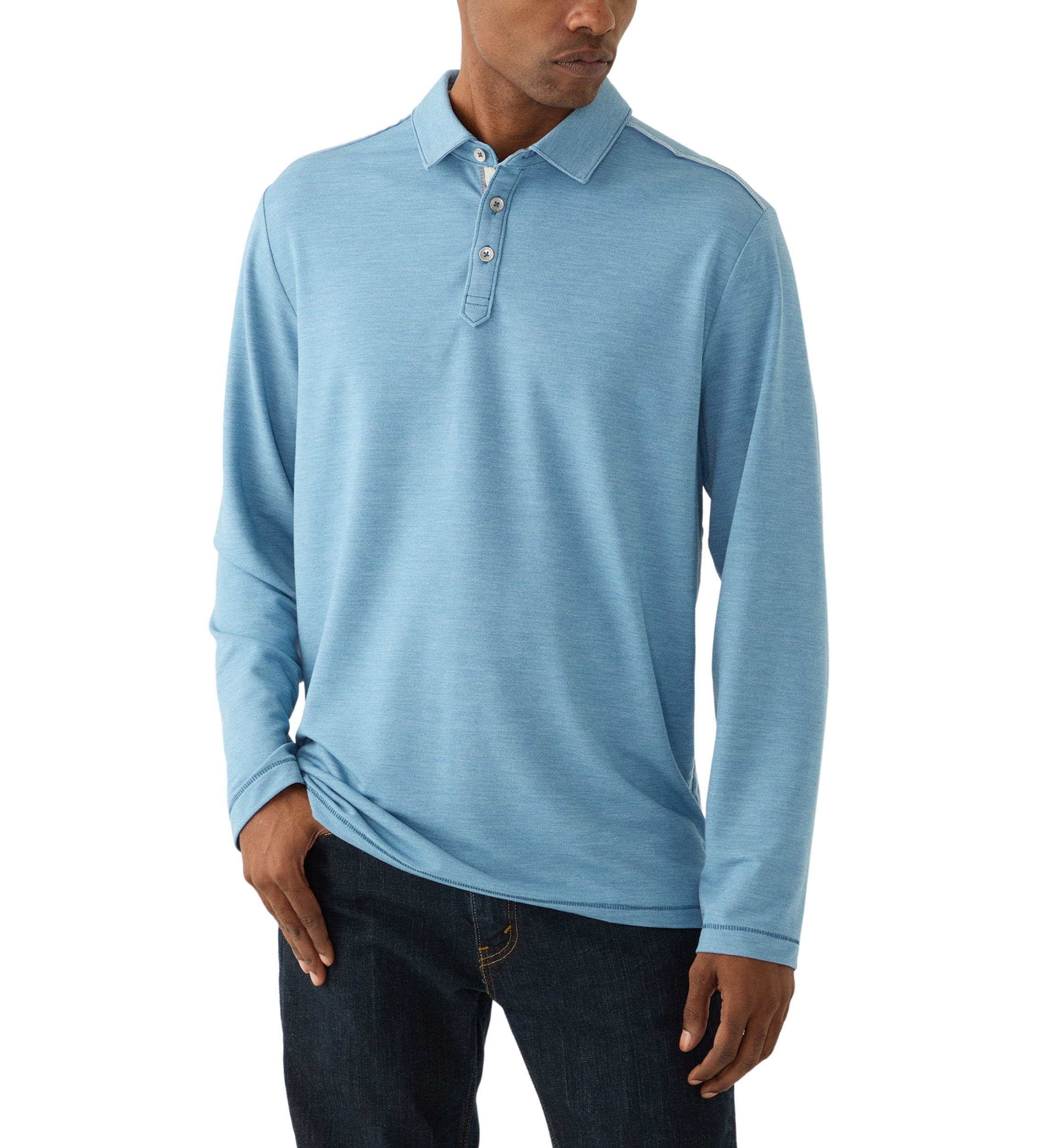 Mens Long Sleeve Solid Coasta Vera Polo Shirt