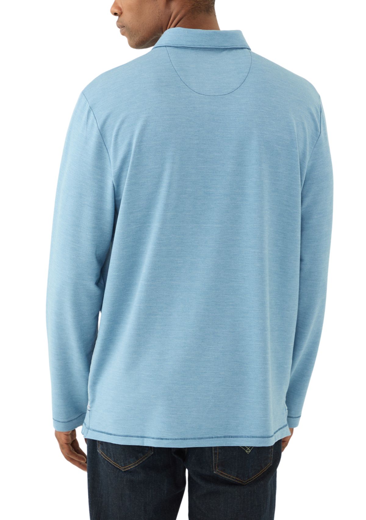 Mens Long Sleeve Solid Coasta Vera Polo Shirt