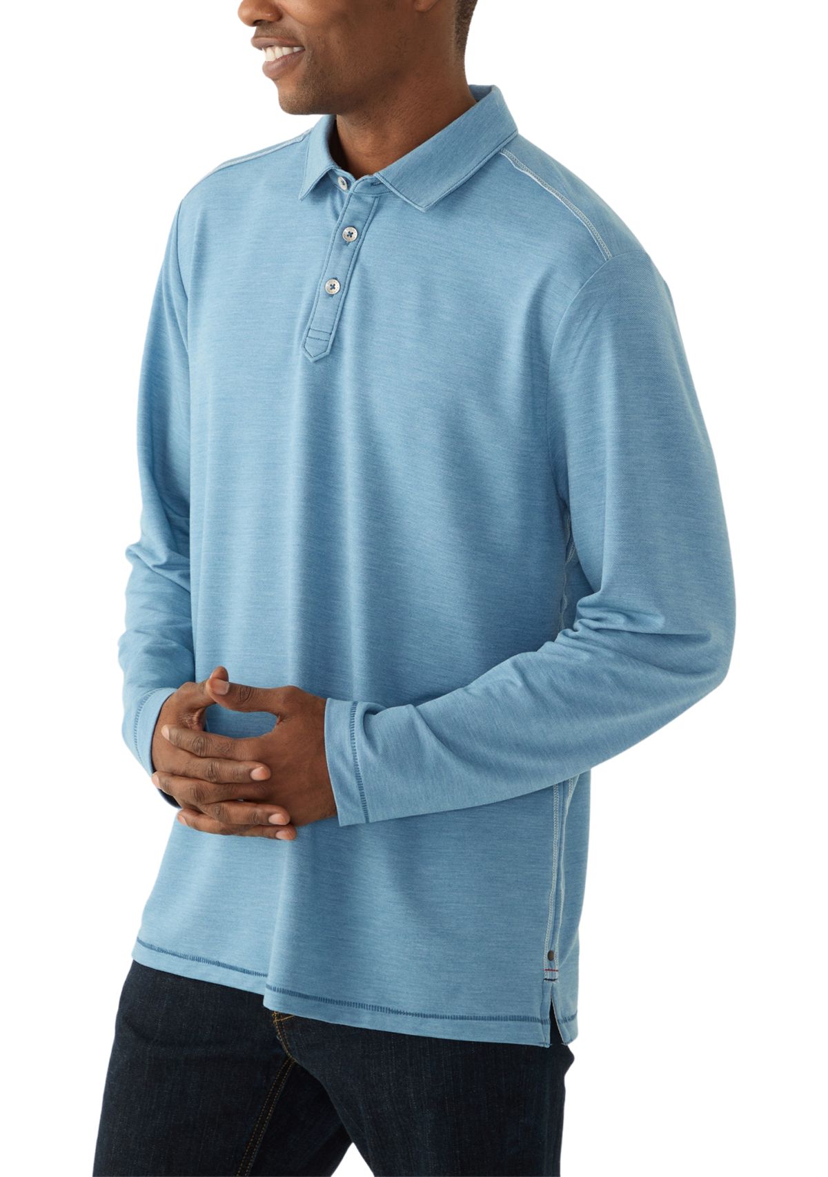 Mens Long Sleeve Solid Coasta Vera Polo Shirt