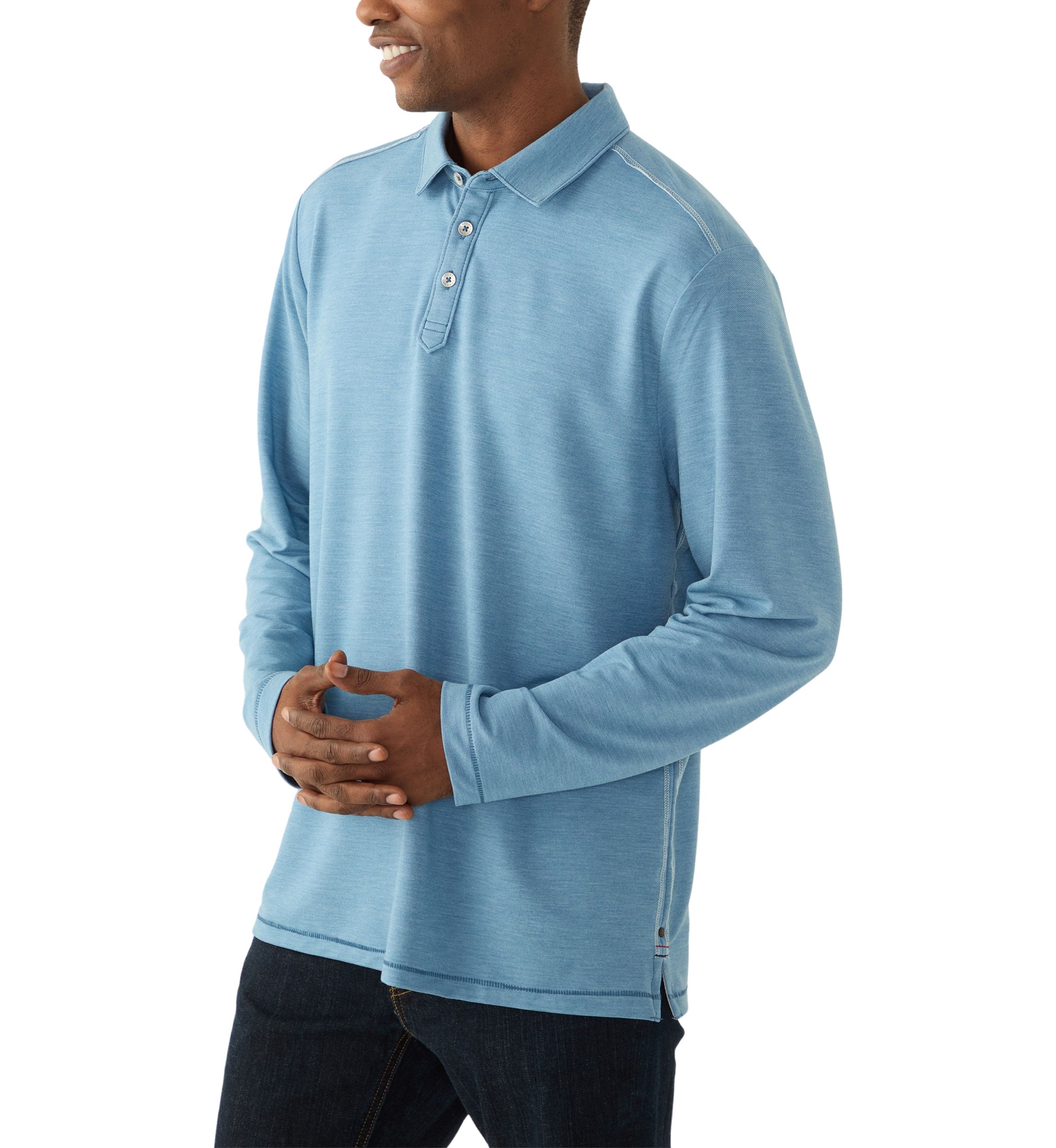 Mens Long Sleeve Solid Coasta Vera Polo Shirt
