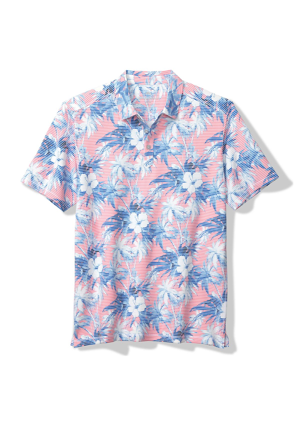 Mens Costa Wave Hibiscus Isle Polo Shirt