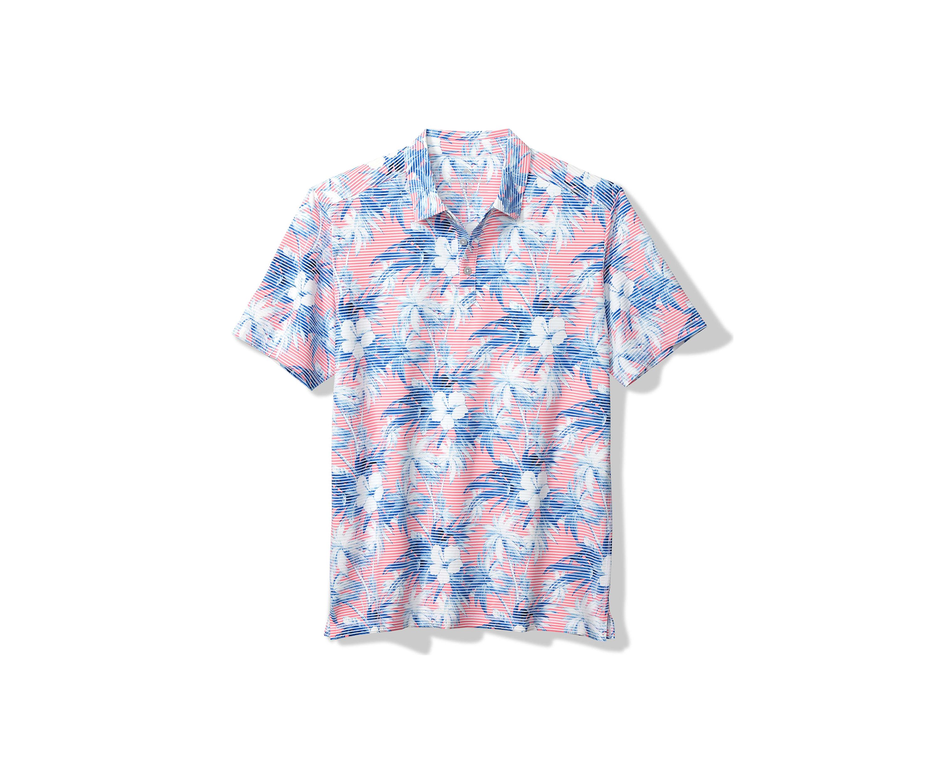 Mens Costa Wave Hibiscus Isle Polo Shirt