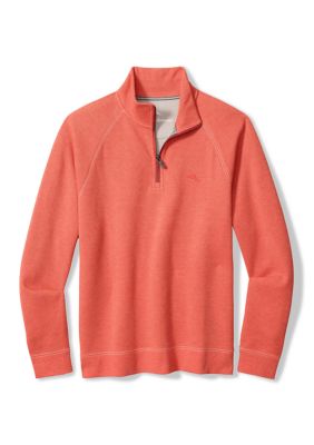 Tommy Bahama Men's North Port Half Zip Pullover, Coral, XL