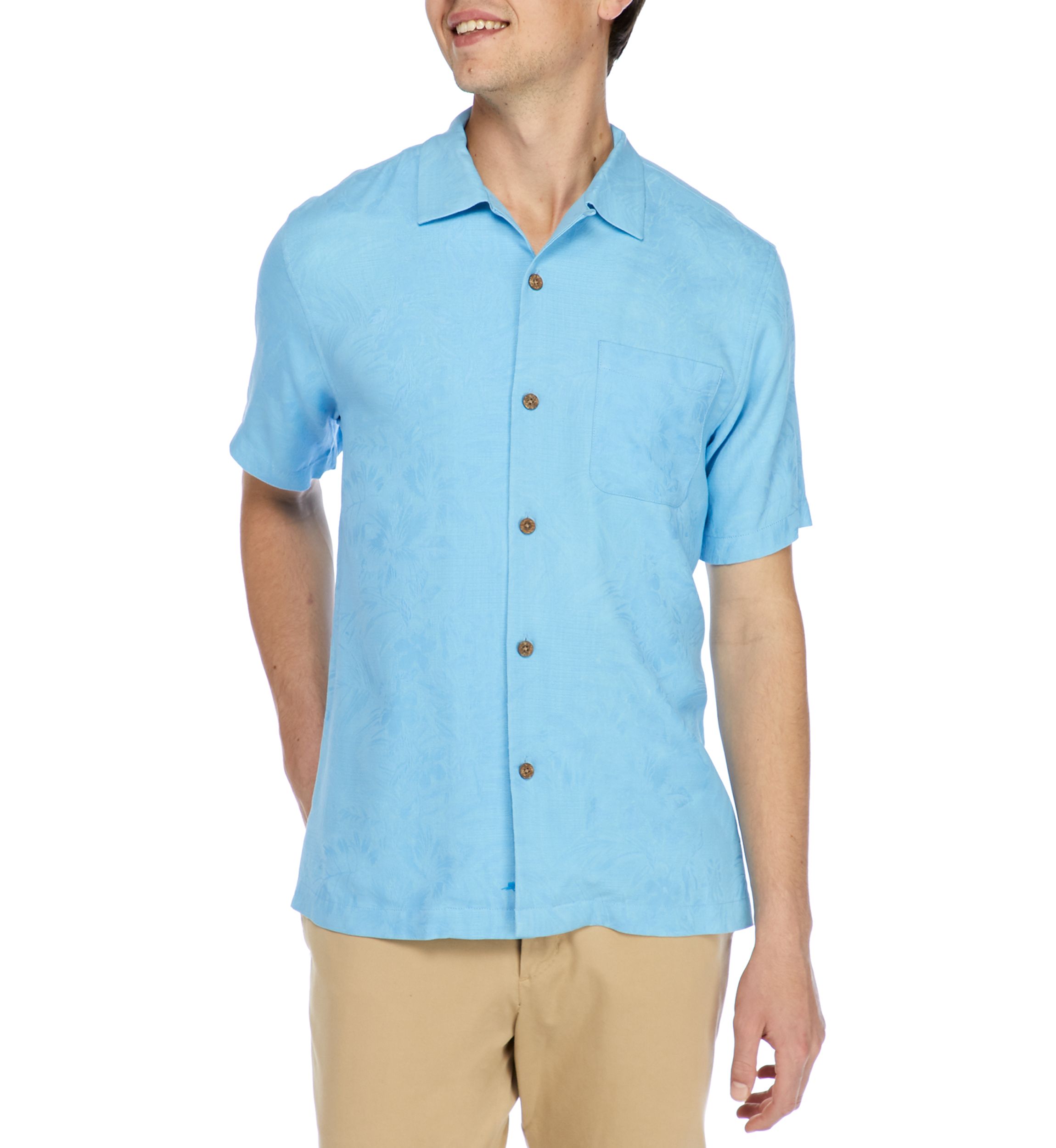 Mens Short Sleeve Silk Button Up Shirt 