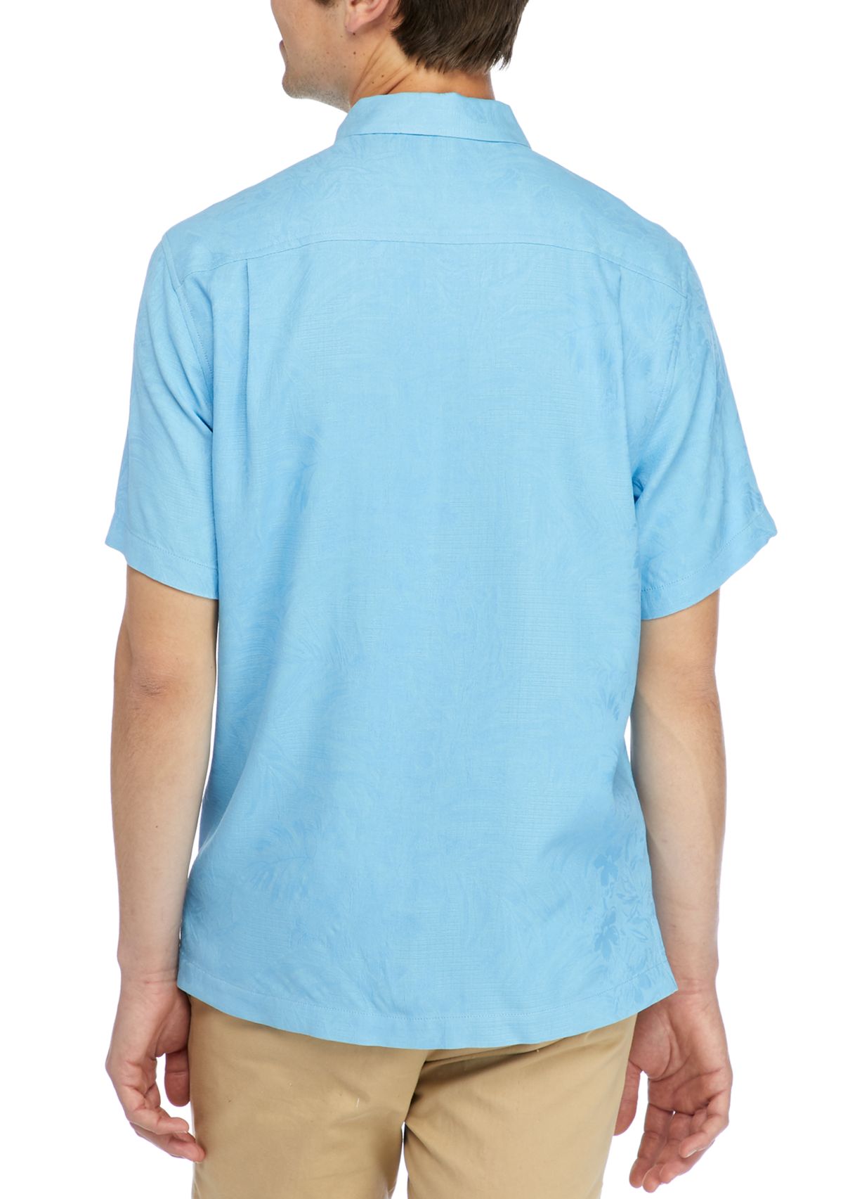 Mens Short Sleeve Silk Button Up Shirt 