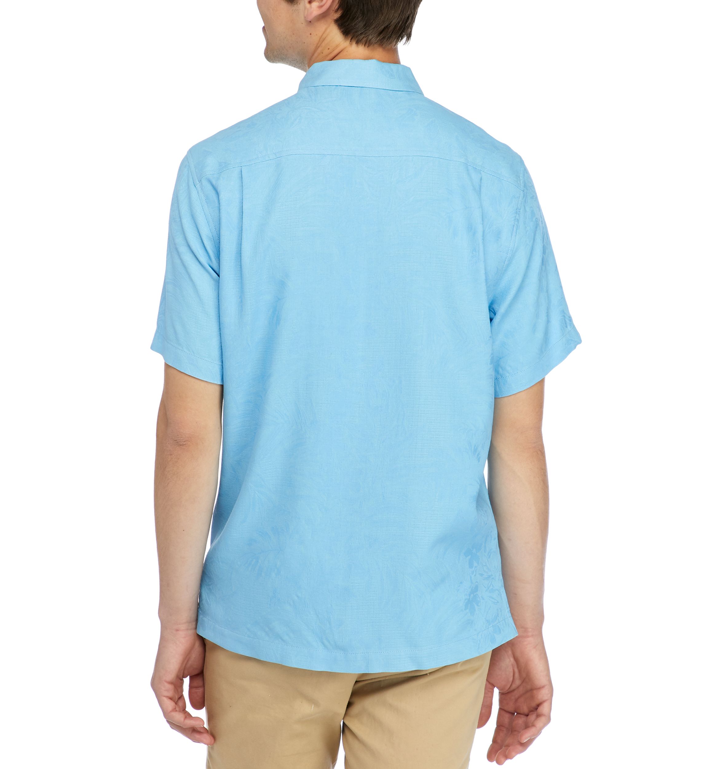 Mens Short Sleeve Silk Button Up Shirt 
