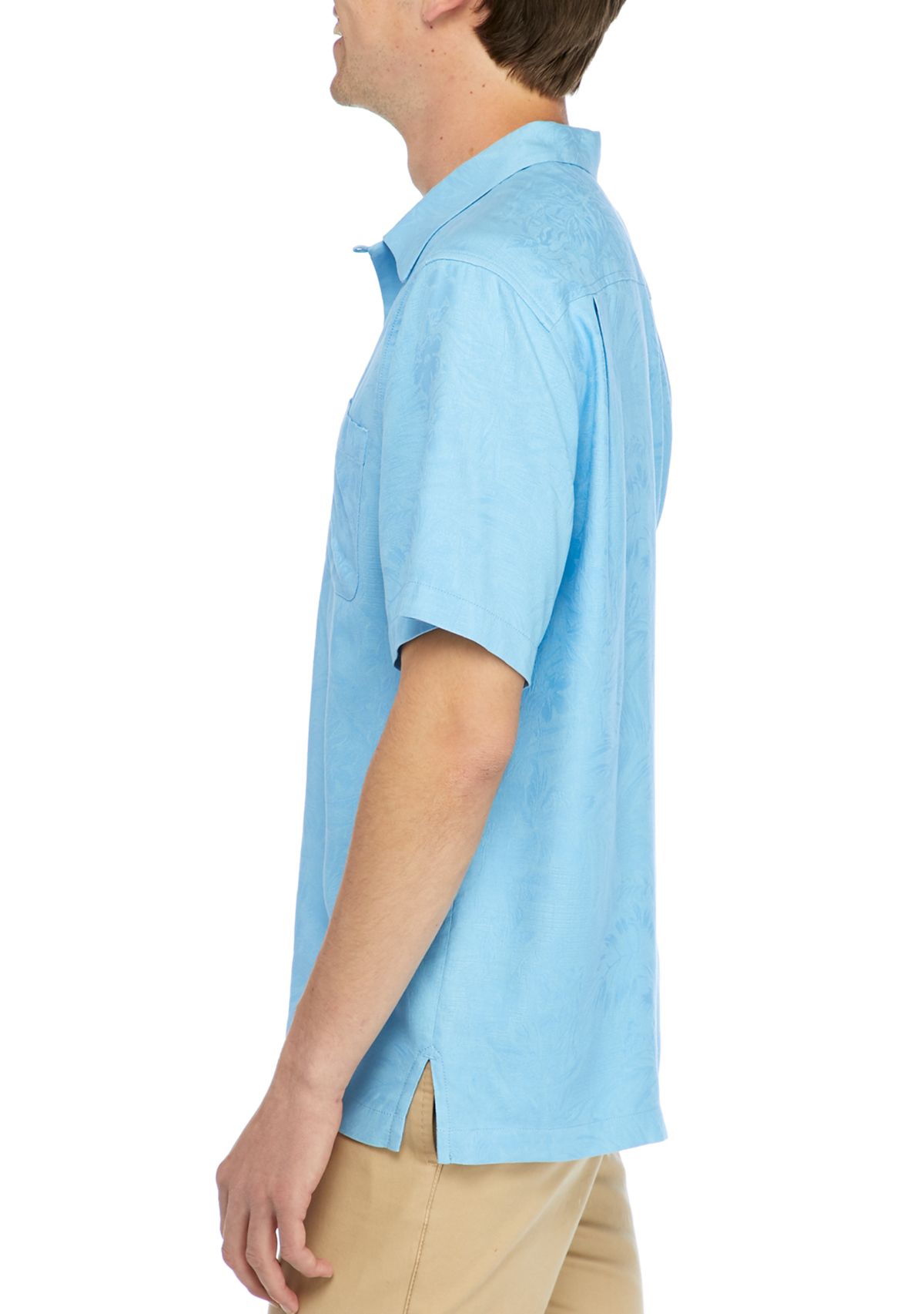 Mens Short Sleeve Silk Button Up Shirt 