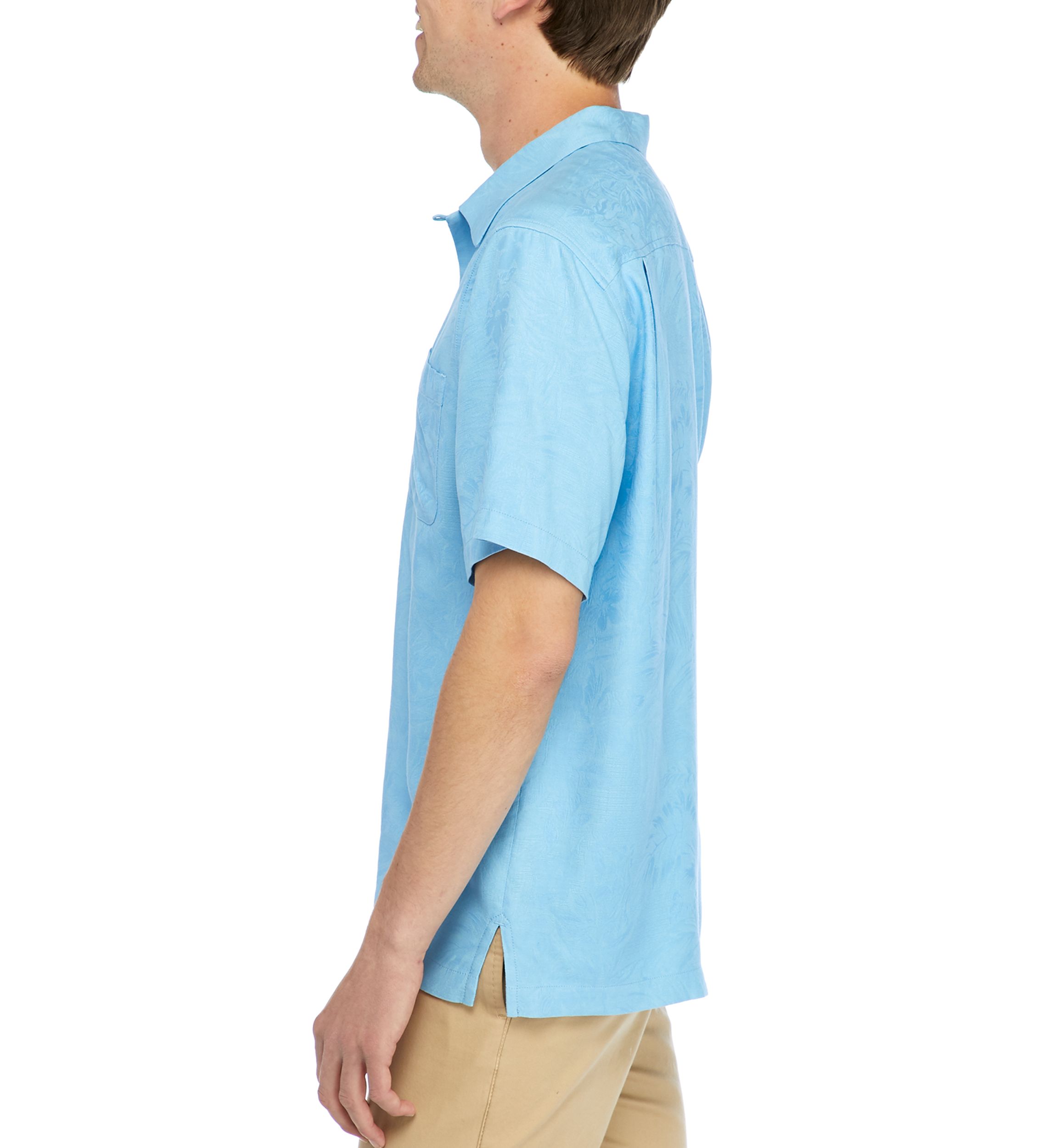 Mens Short Sleeve Silk Button Up Shirt 