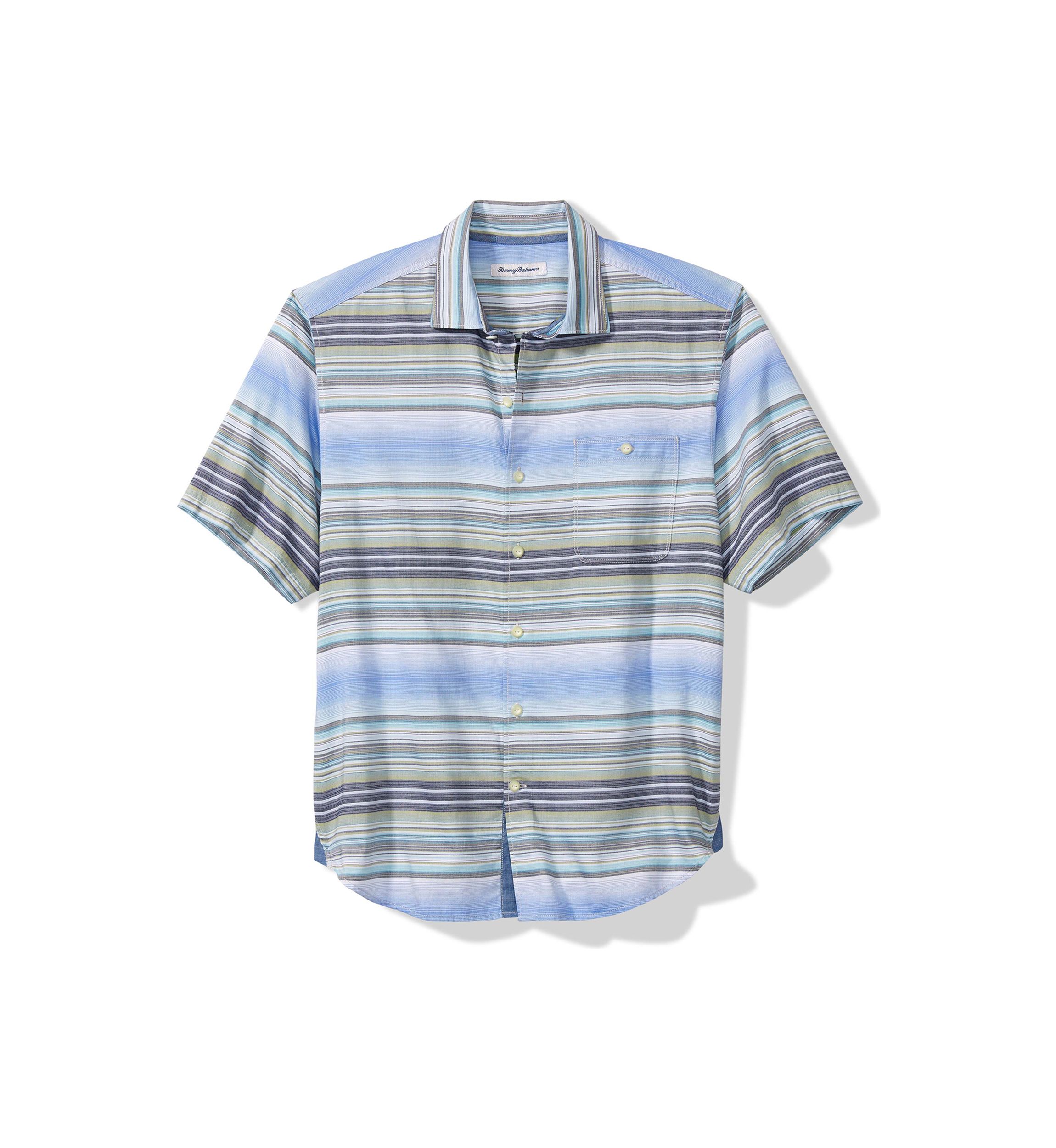 Mens Tortola Stripe Short Sleeve Woven Polo Shirt