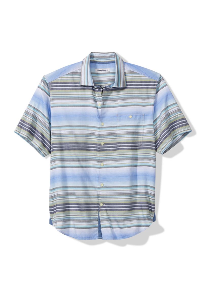 Mens Tortola Stripe Short Sleeve Woven Polo Shirt