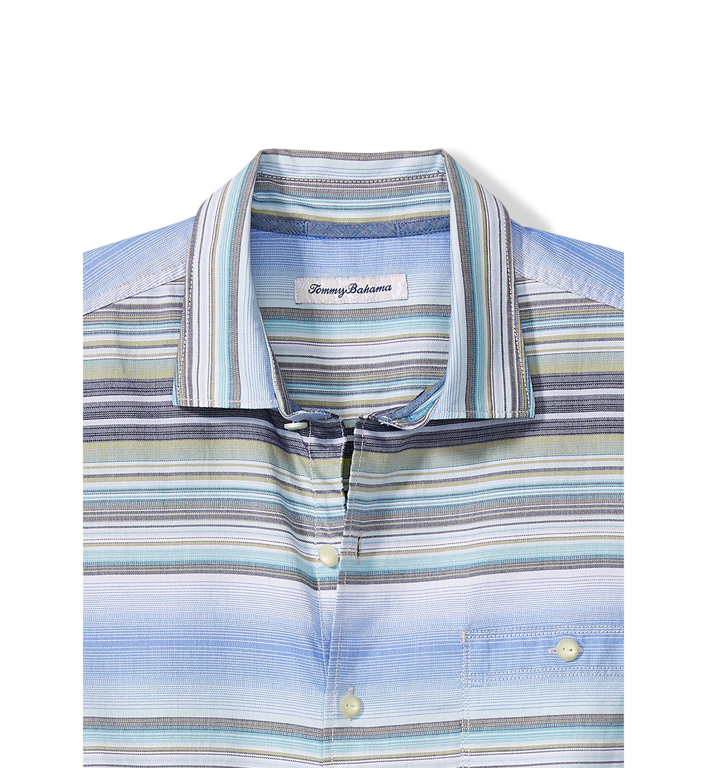 Mens Tortola Stripe Short Sleeve Woven Polo Shirt