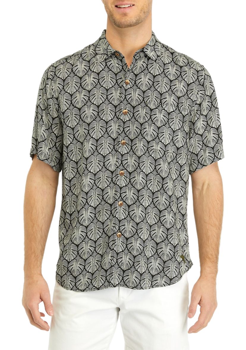 Monstera Print Button Up Shirt 